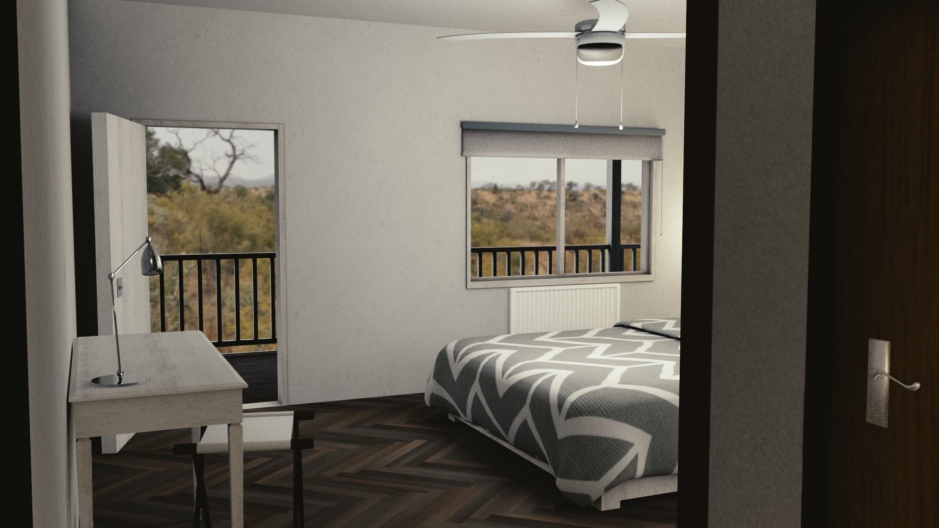 Motel with interior Low-poly 3D model_3