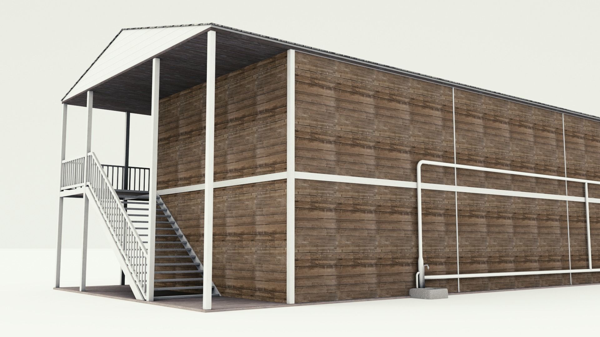 Motel with interior Low-poly 3D model_10