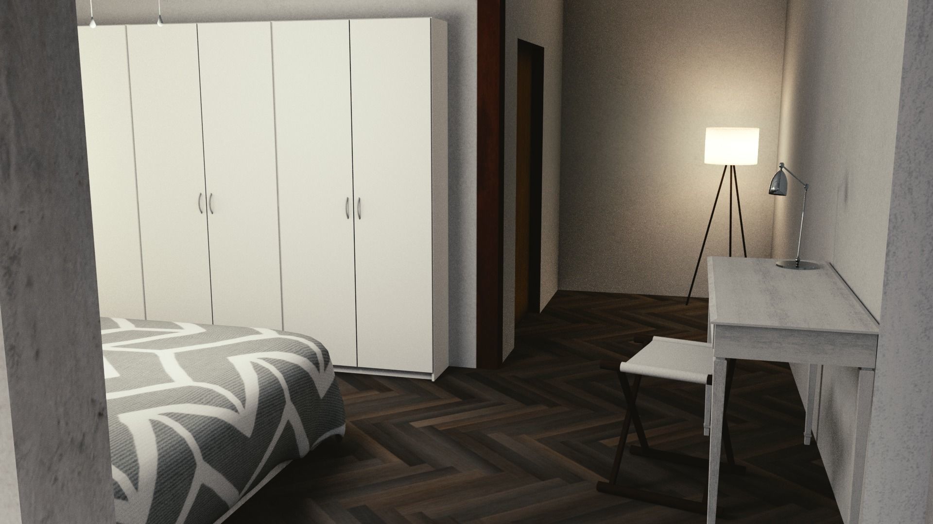 Motel with interior Low-poly 3D model_4