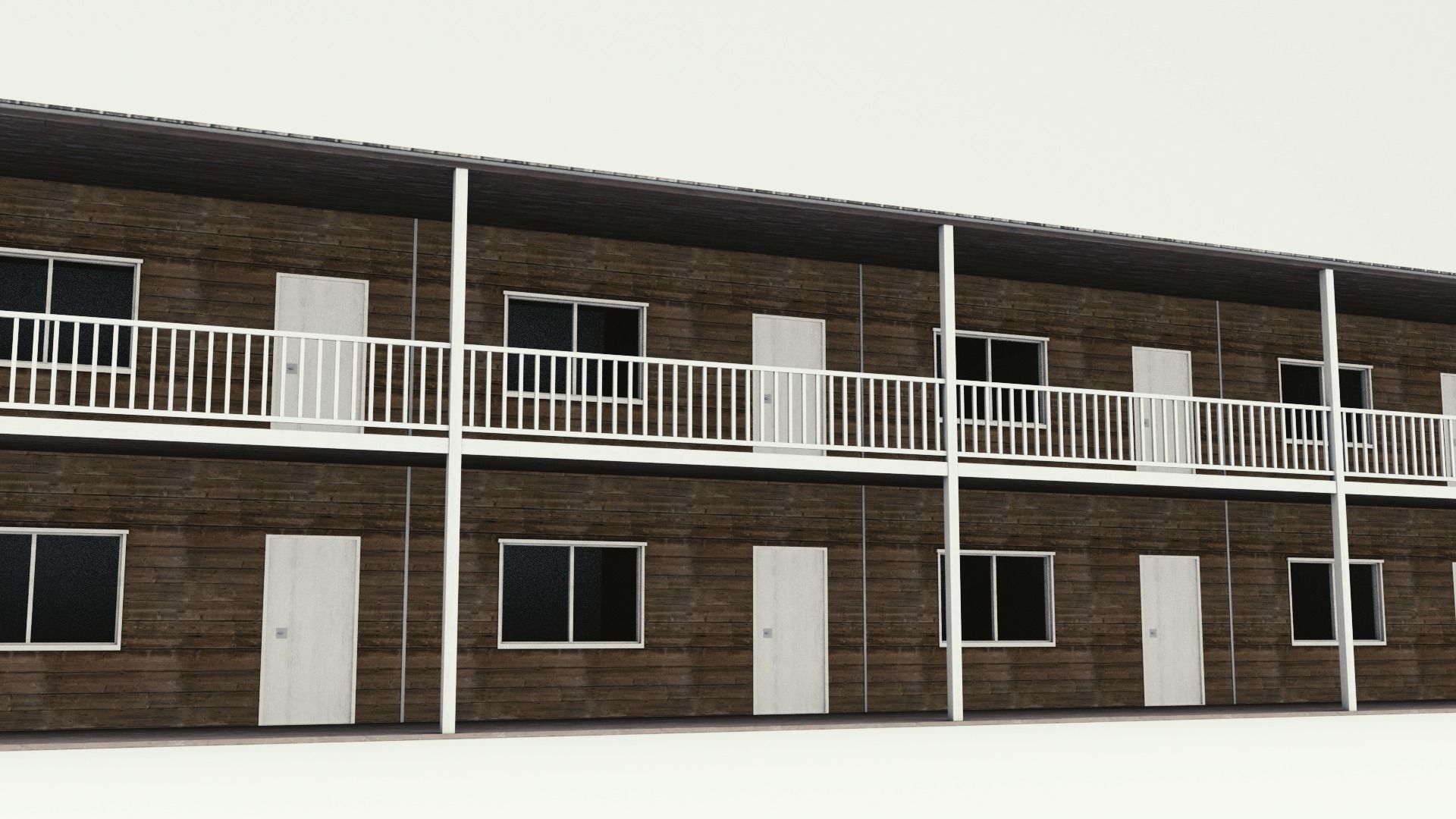 Motel with interior Low-poly 3D model_13