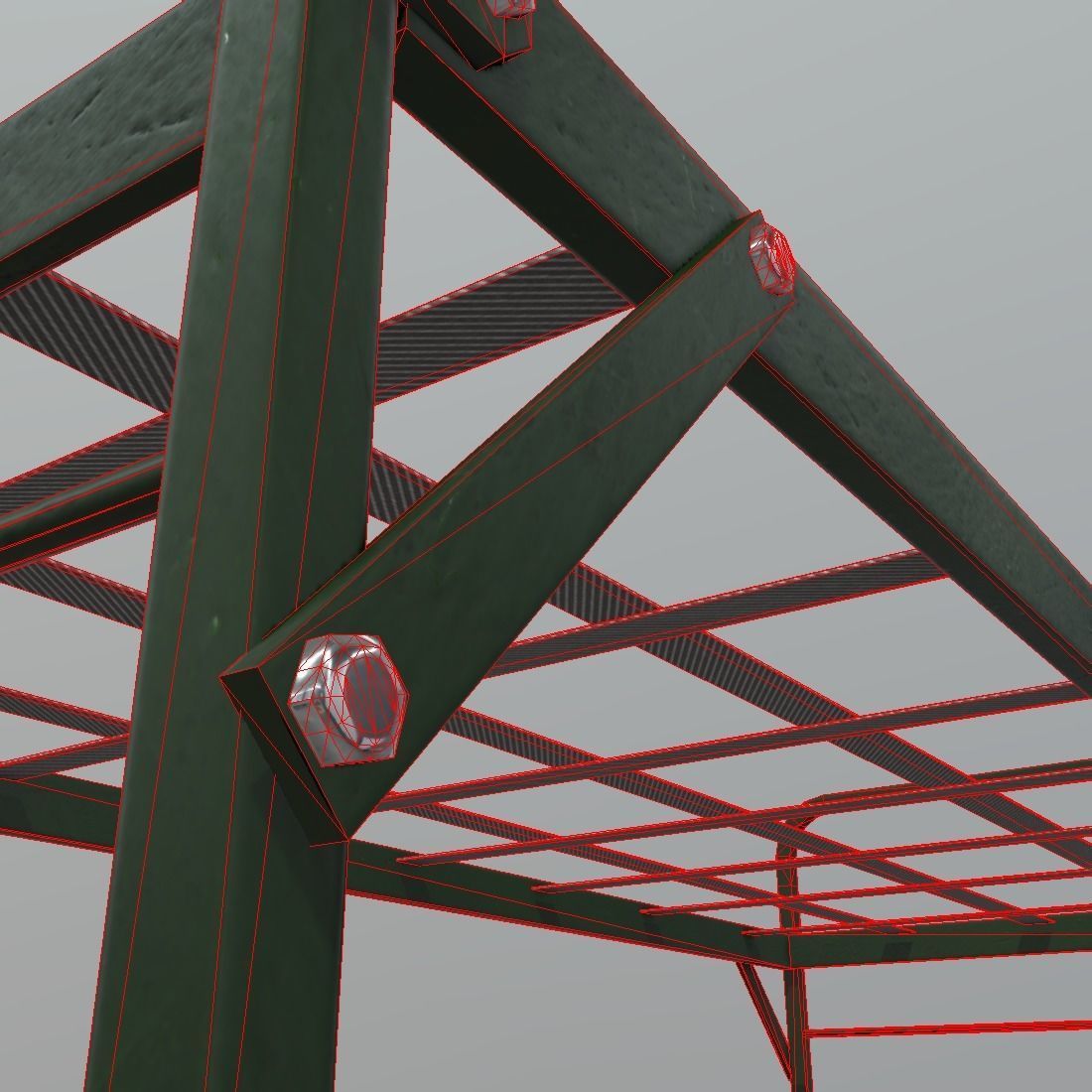 Army Bed Low-poly 3D model_7