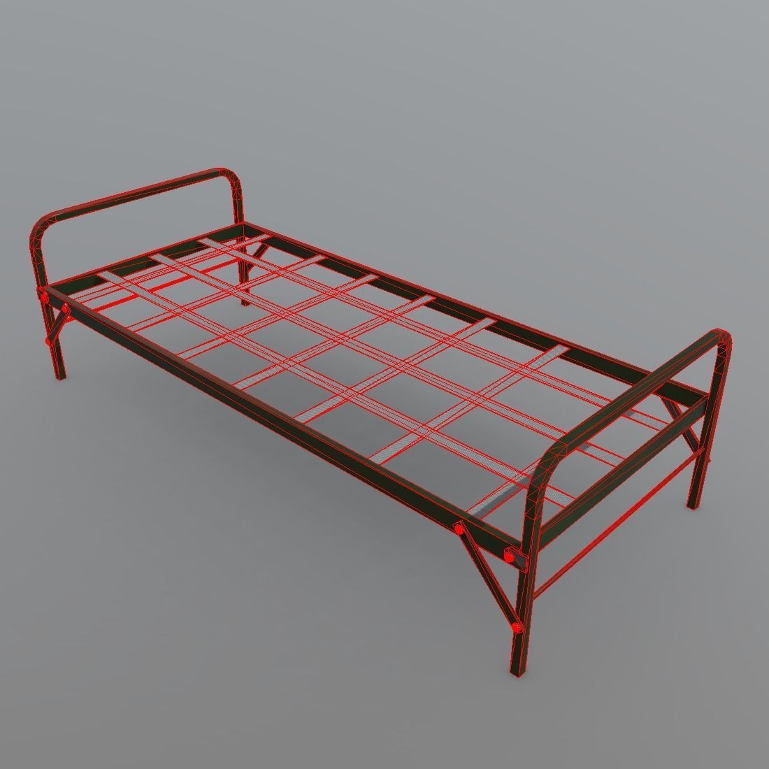 Army Bed Low-poly 3D model_1