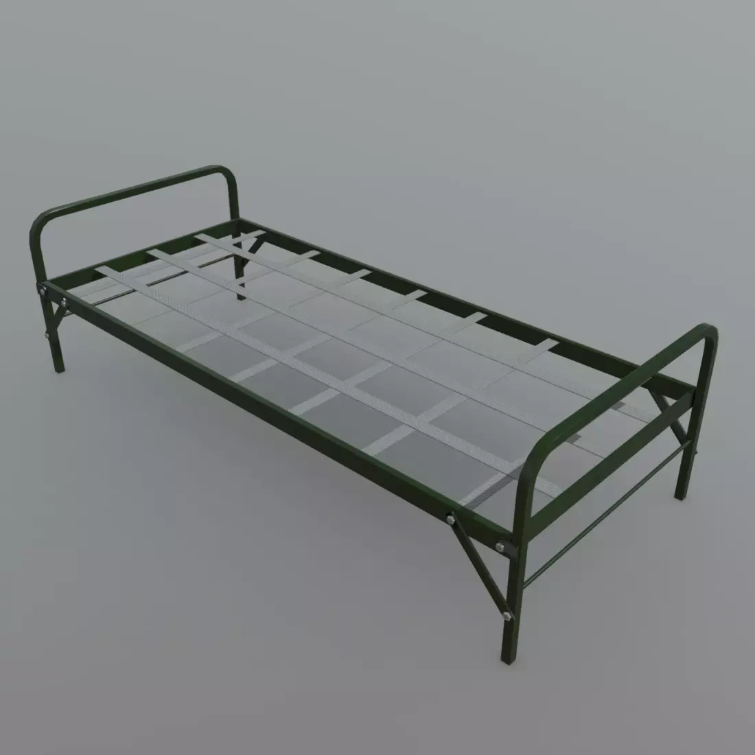 Army Bed Low-poly 3D model_0
