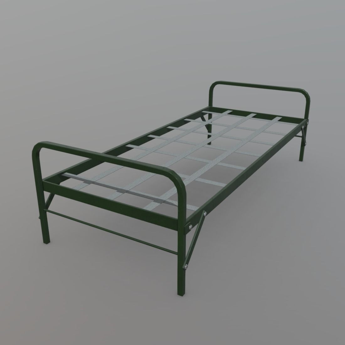 Army Bed Low-poly 3D model_3
