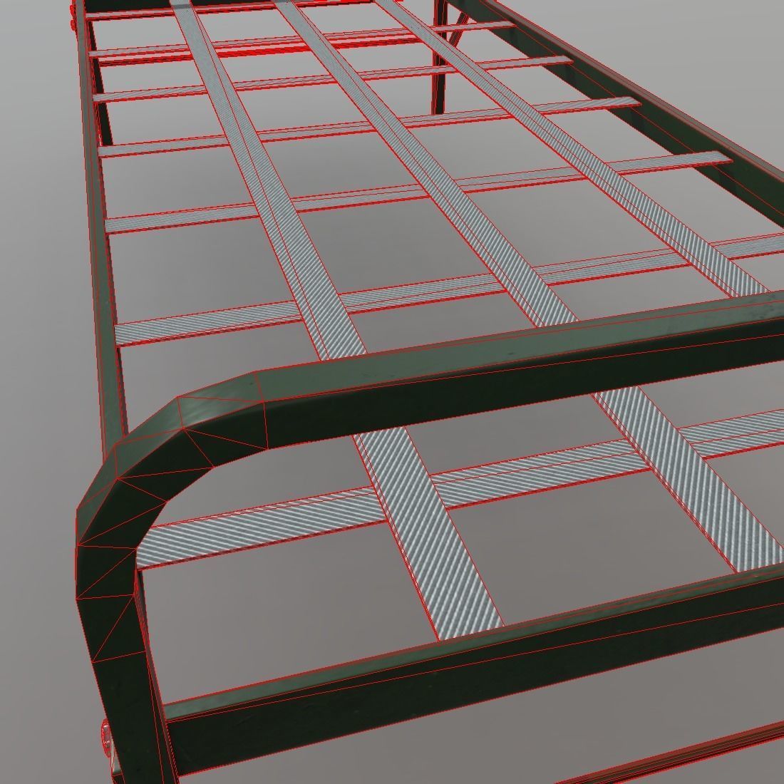 Army Bed Low-poly 3D model_9