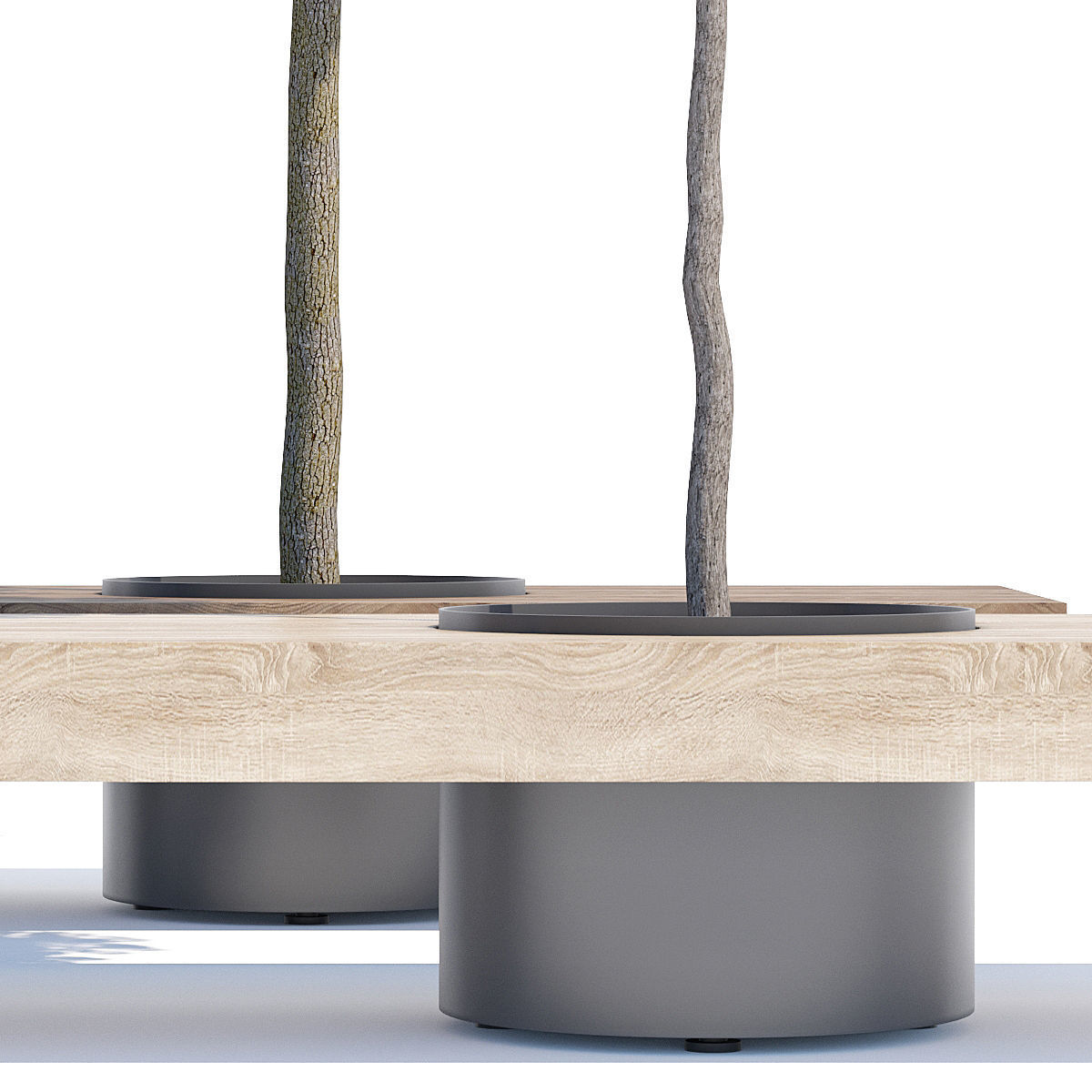 Victor three trees on wooden bench 3D model_4