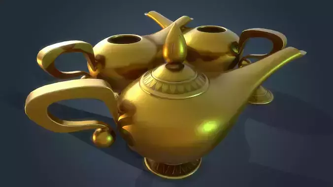 Stylized Genie Lamp Low-poly 3D model