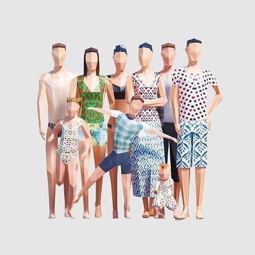 Summer People Low-poly 3D model