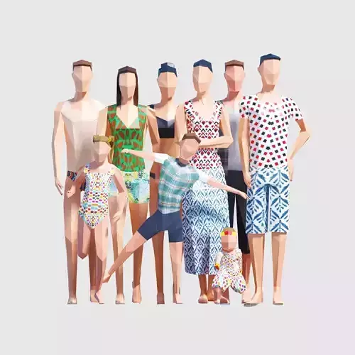 Summer People Low-poly 3D model
