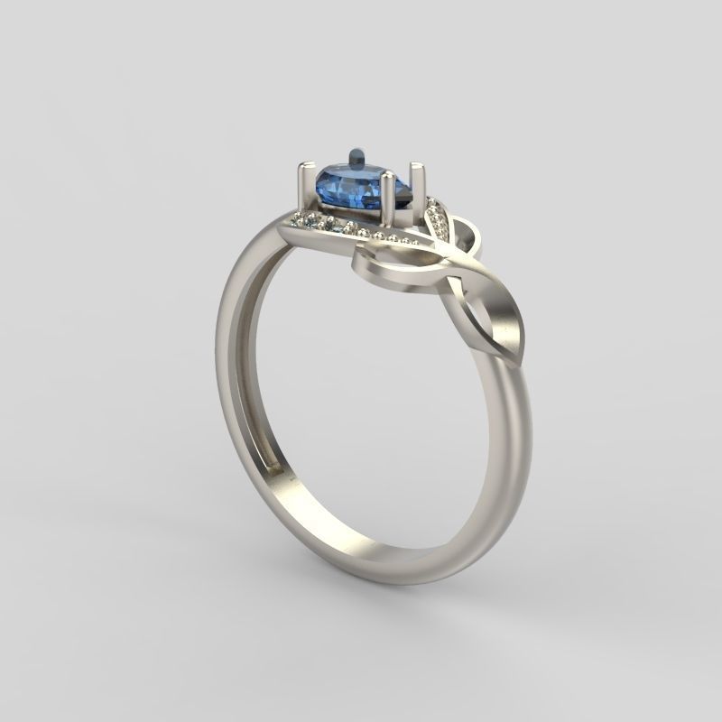 Design Women ring with gems and diamonds 3dm stl 3D print model 3D print model_14