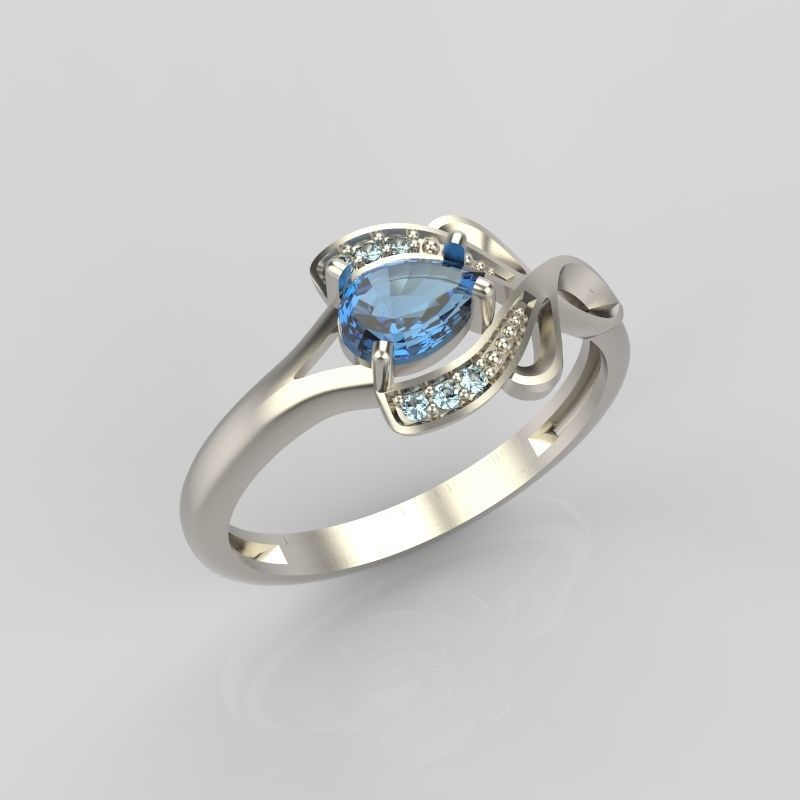 Design Women ring with gems and diamonds 3dm stl 3D print model 3D print model_10