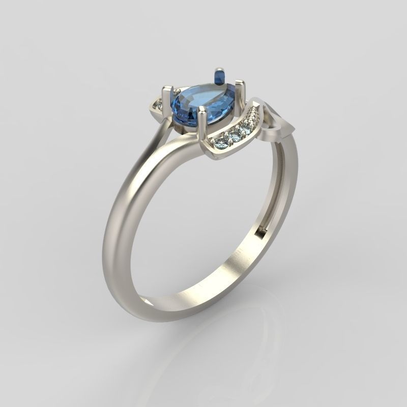 Design Women ring with gems and diamonds 3dm stl 3D print model 3D print model_12