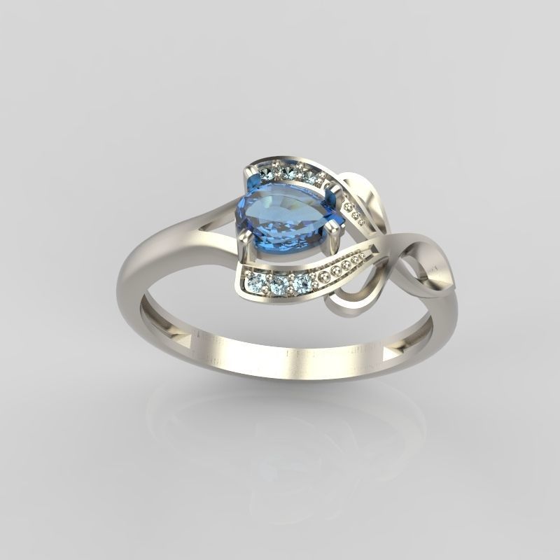 Design Women ring with gems and diamonds 3dm stl 3D print model 3D print model_11