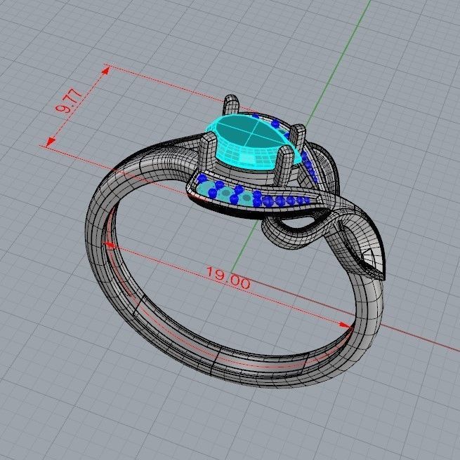 Design Women ring with gems and diamonds 3dm stl 3D print model 3D print model_26