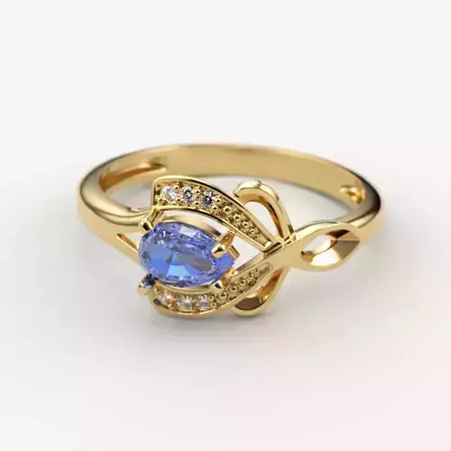 Design Women ring with gems and diamonds 3dm stl 3D print model 3D print model
