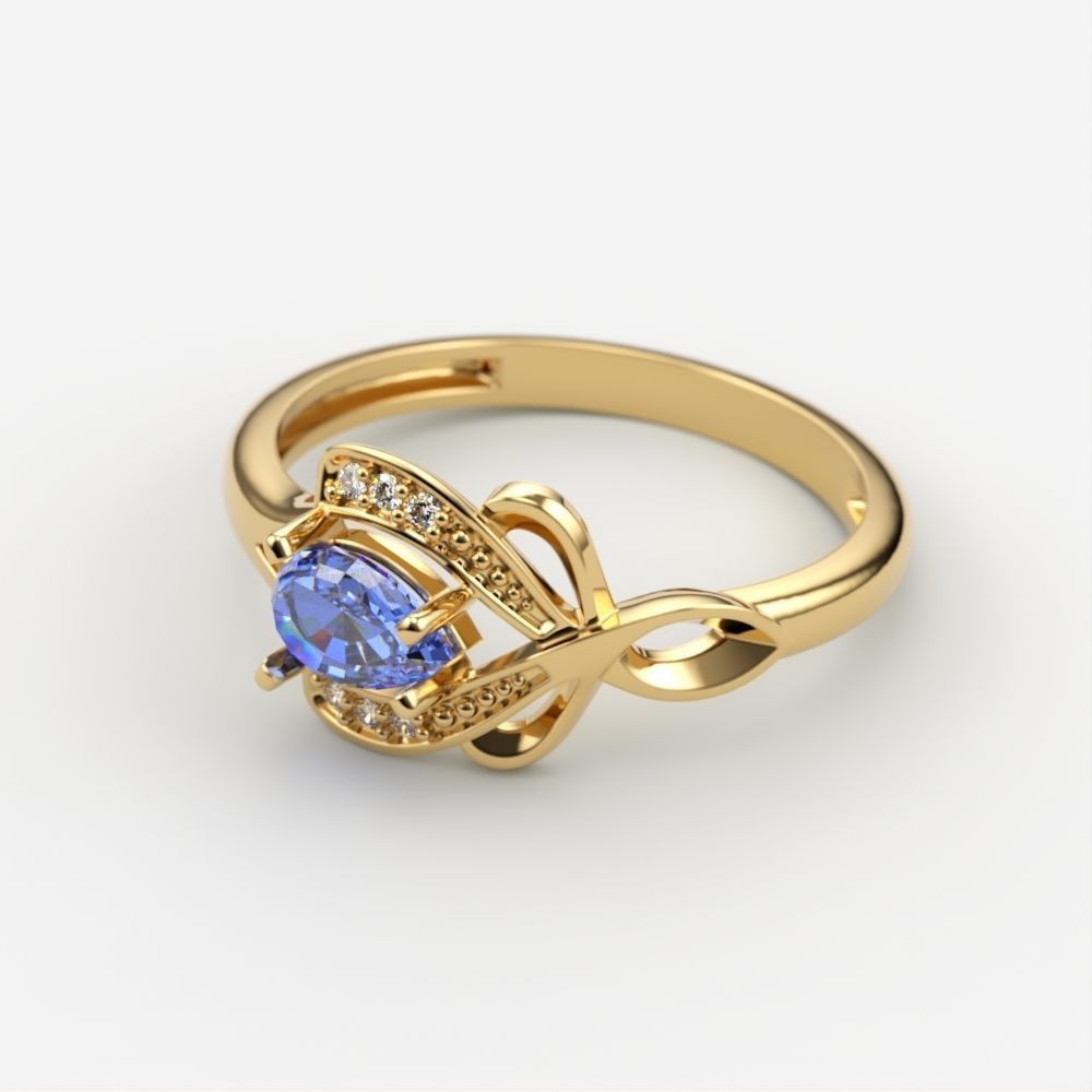 Design Women ring with gems and diamonds 3dm stl 3D print model 3D print model_2