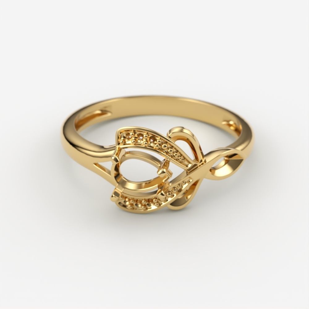 Design Women ring with gems and diamonds 3dm stl 3D print model 3D print model_7