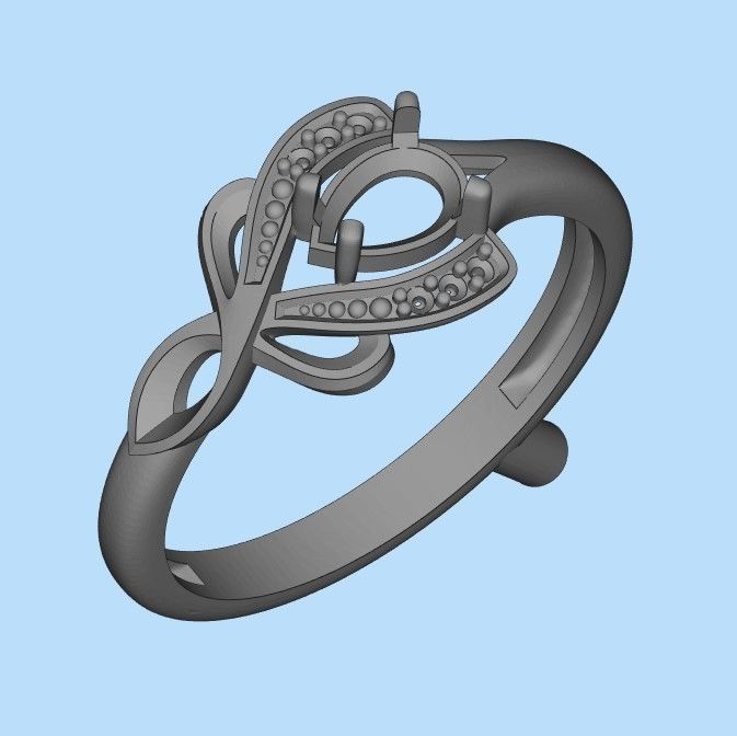 Design Women ring with gems and diamonds 3dm stl 3D print model 3D print model_29