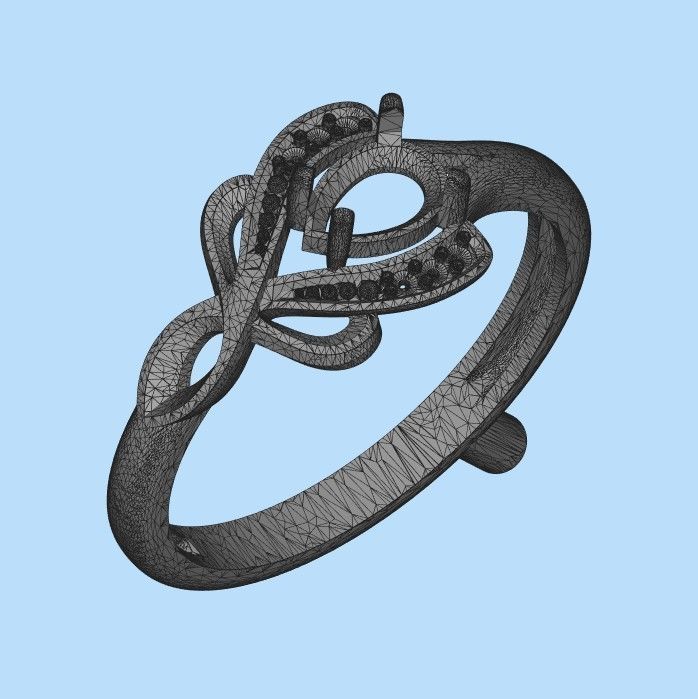 Design Women ring with gems and diamonds 3dm stl 3D print model 3D print model_34