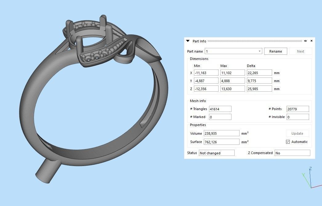 Design Women ring with gems and diamonds 3dm stl 3D print model 3D print model_27