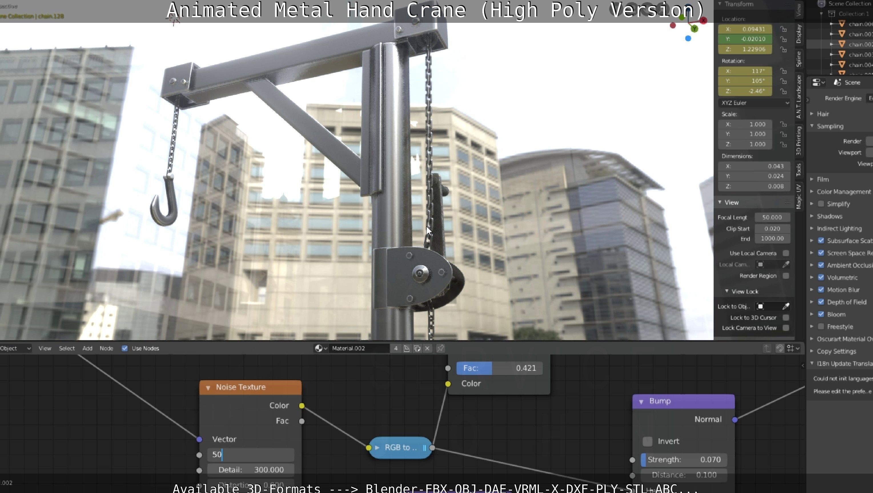 Animated Metal Hand Crane High-Poly Version 3D model_2