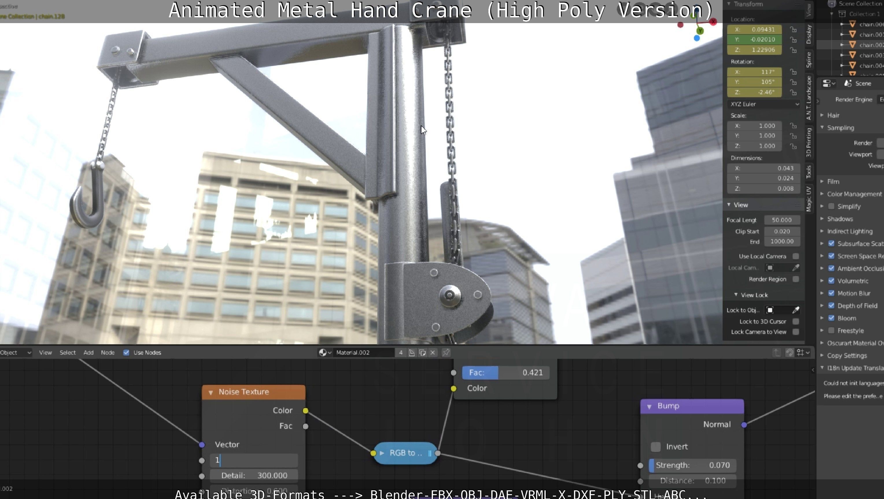 Animated Metal Hand Crane High-Poly Version 3D model_9