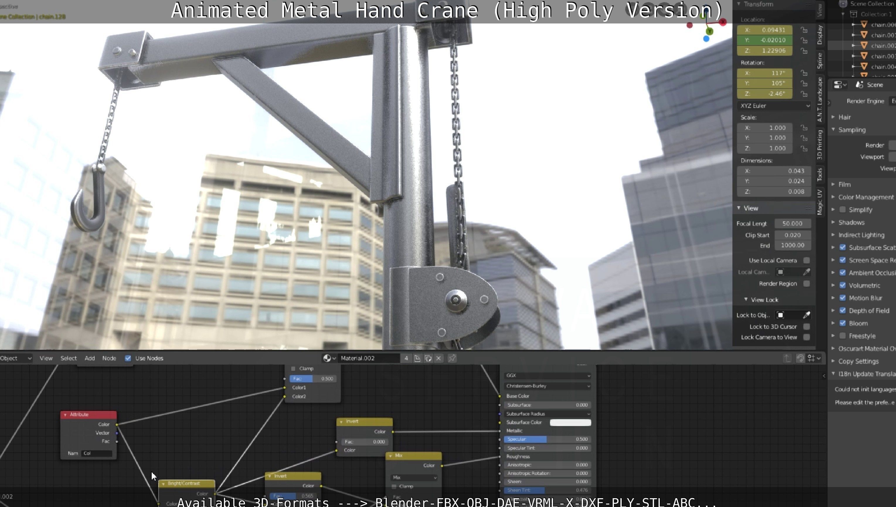 Animated Metal Hand Crane High-Poly Version 3D model_14