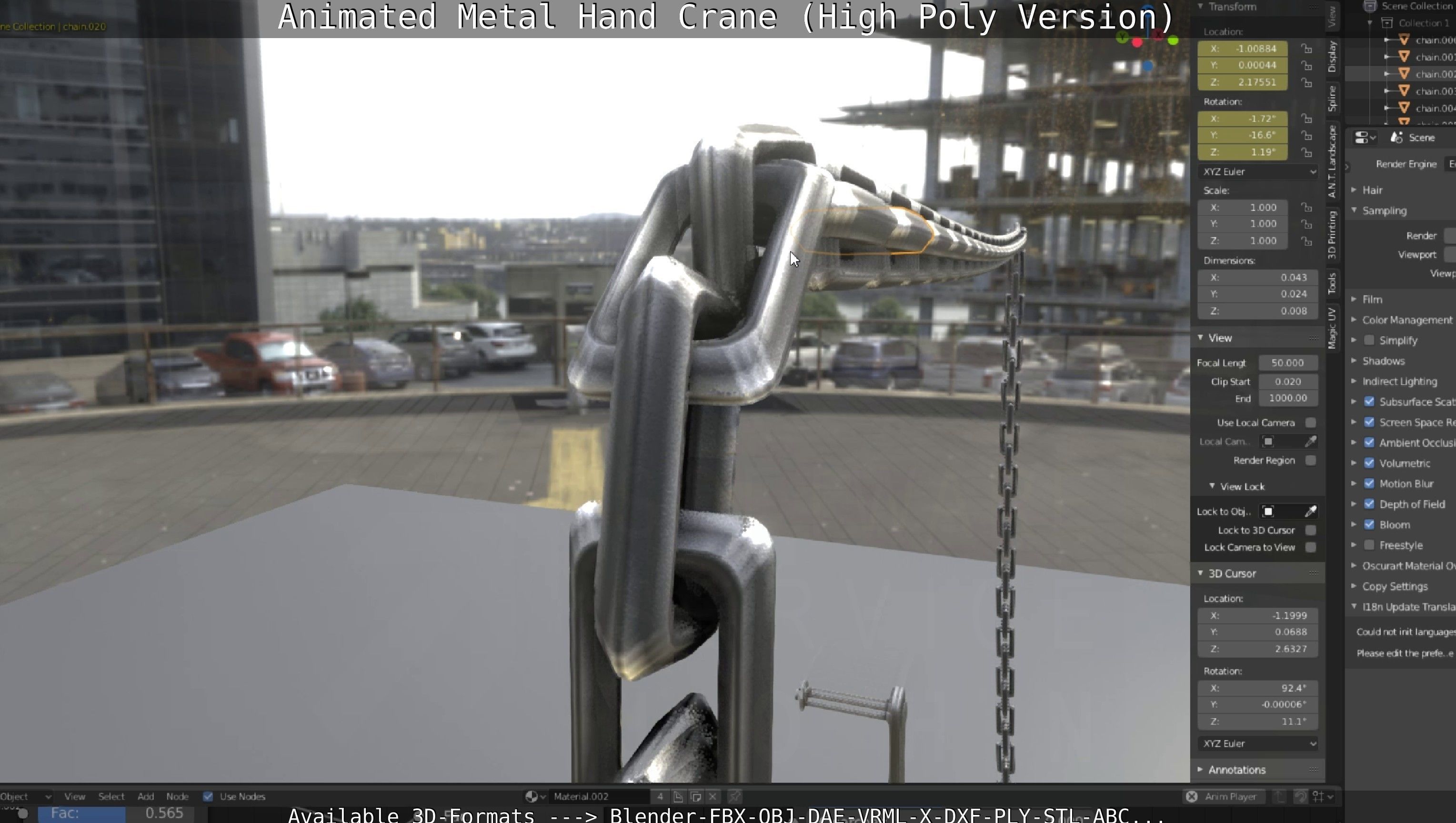 Animated Metal Hand Crane High-Poly Version 3D model_85