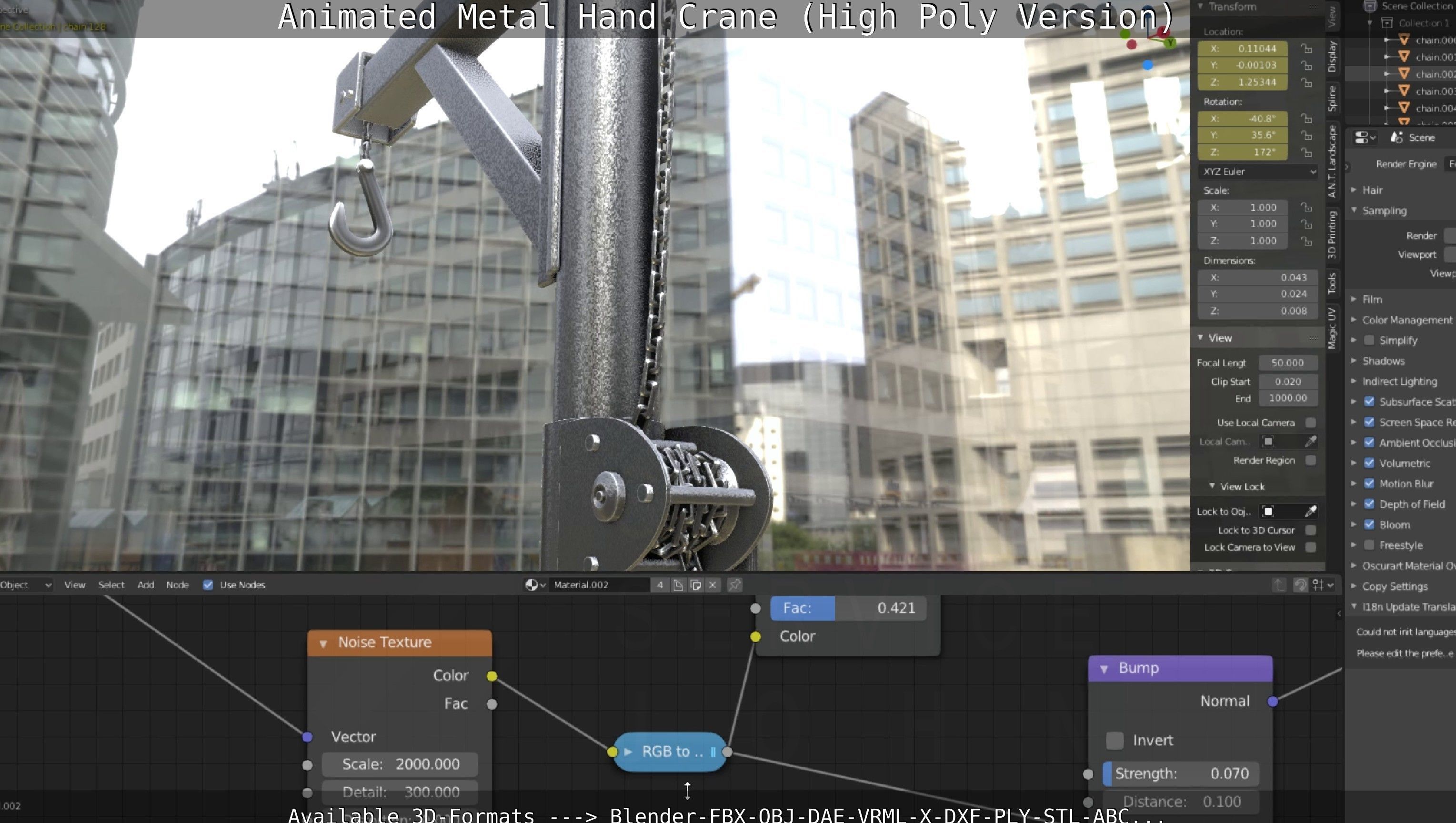 Animated Metal Hand Crane High-Poly Version 3D model_32