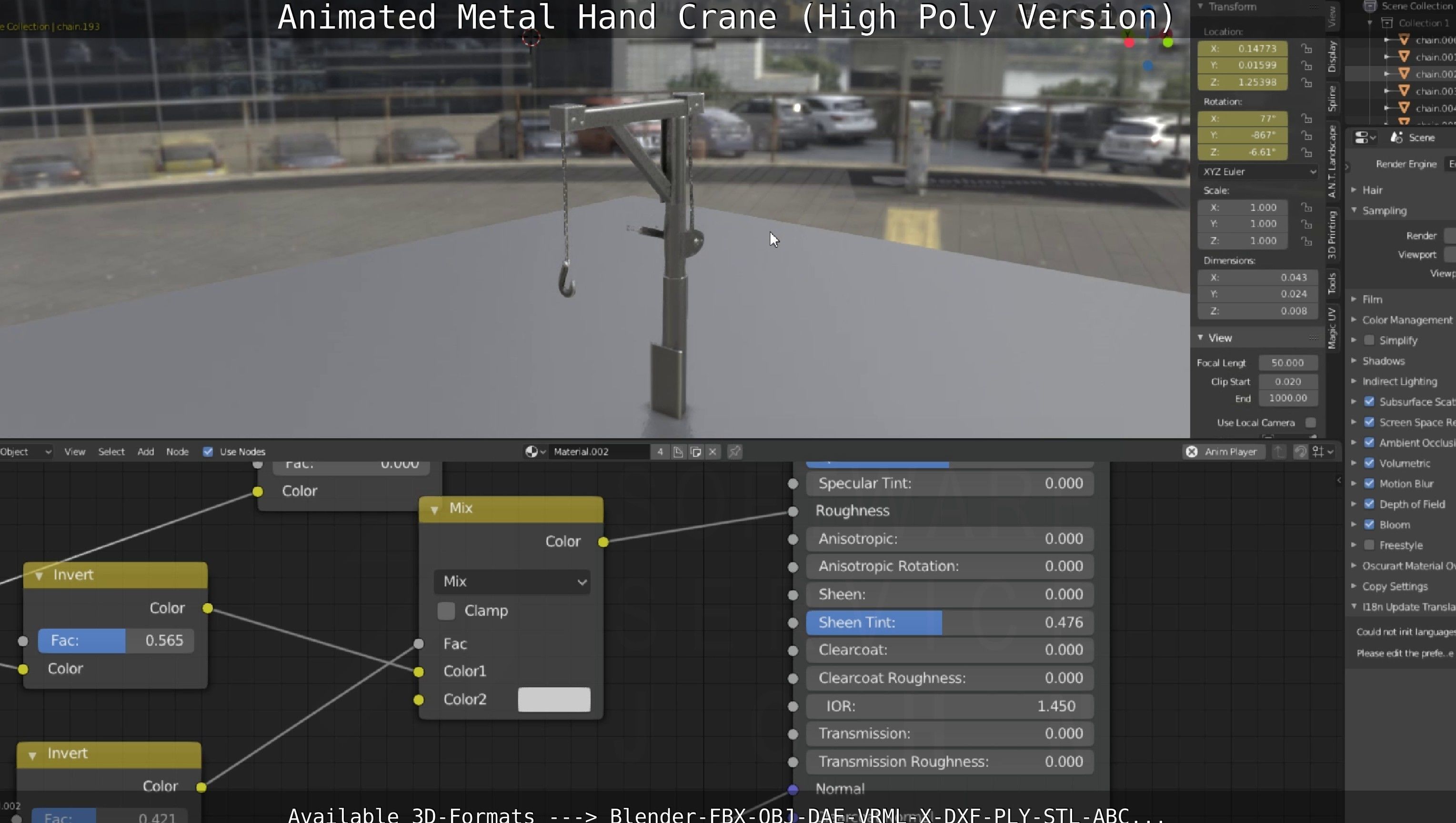 Animated Metal Hand Crane High-Poly Version 3D model_77