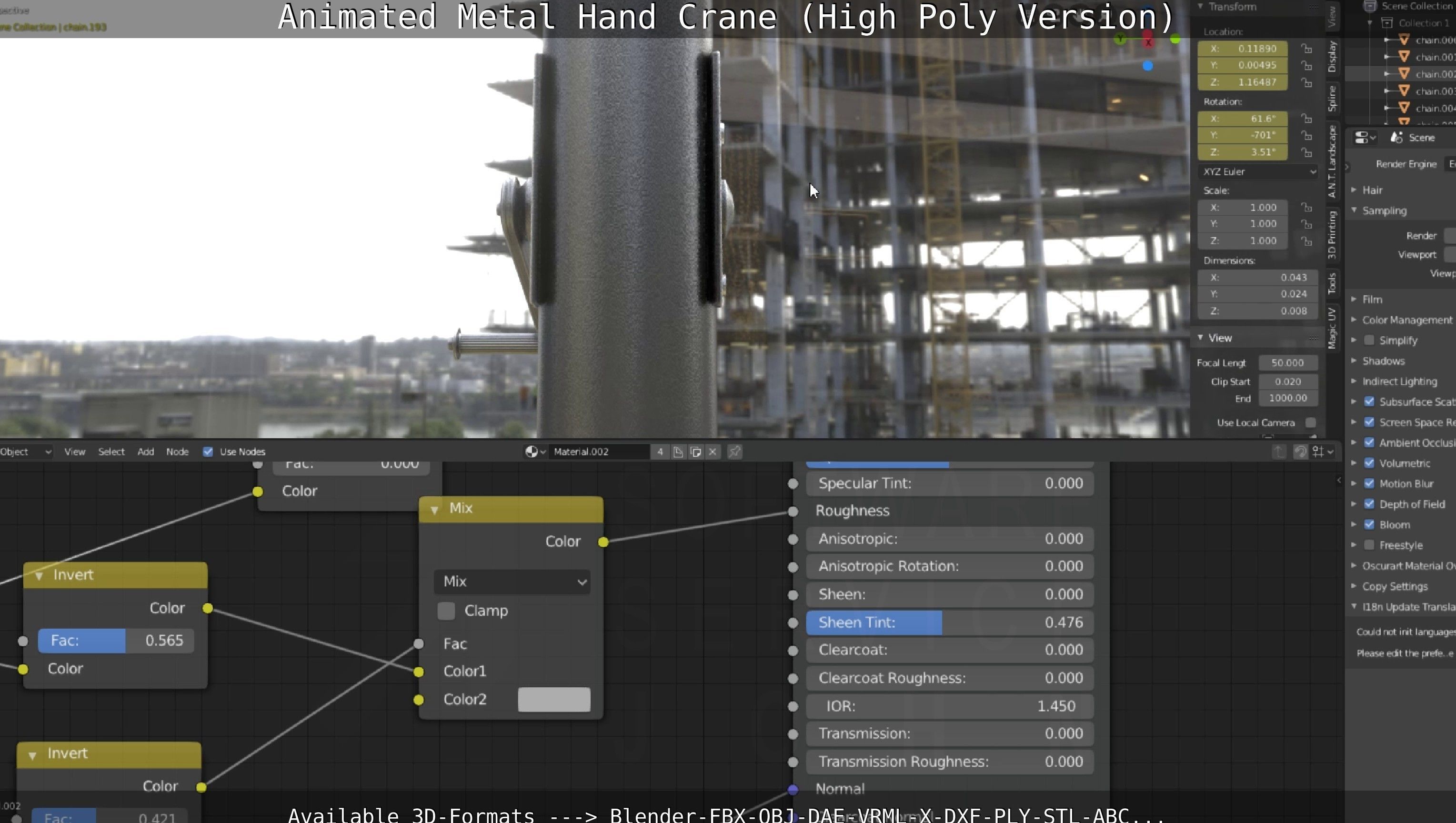 Animated Metal Hand Crane High-Poly Version 3D model_146
