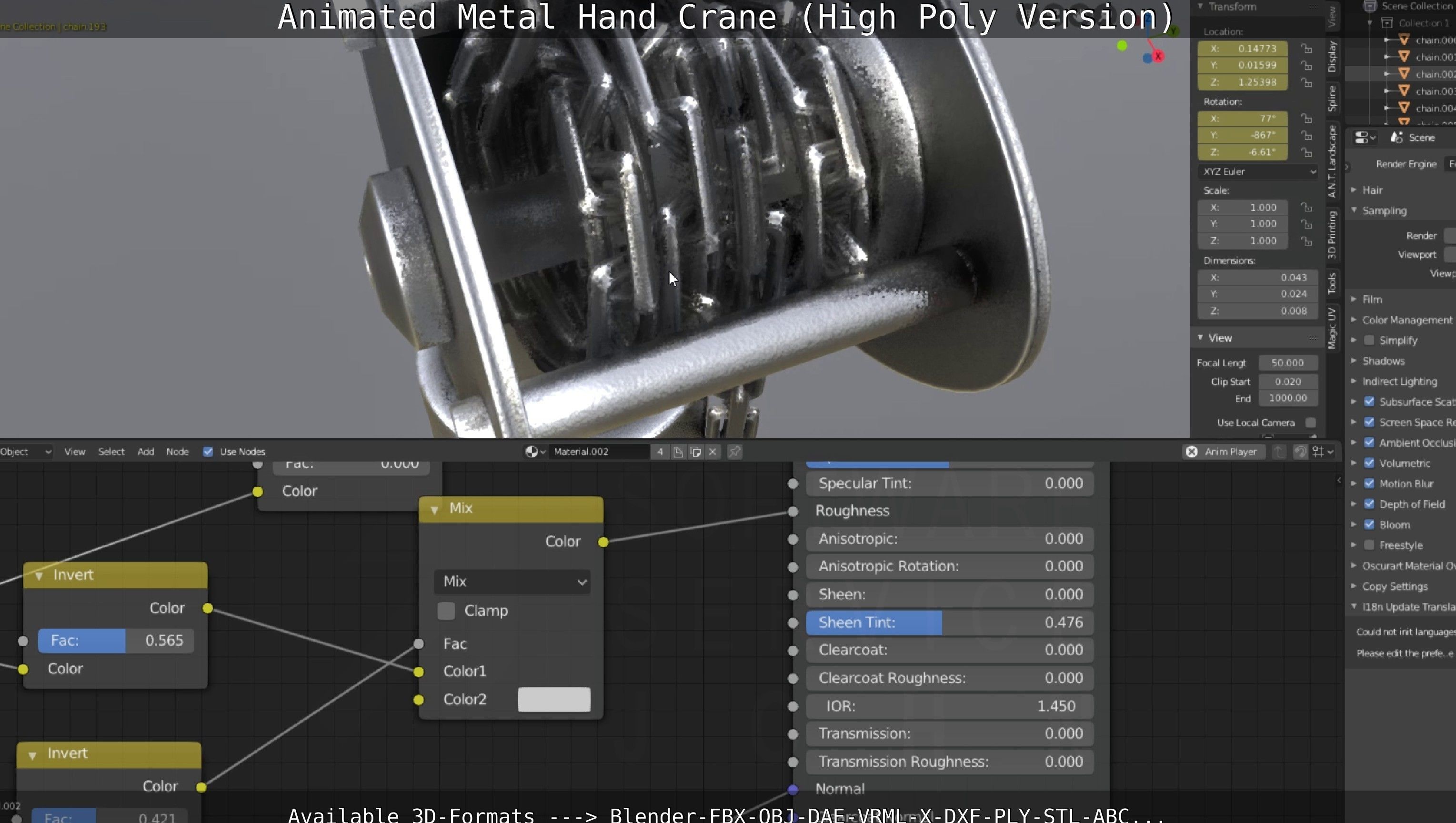 Animated Metal Hand Crane High-Poly Version 3D model_75