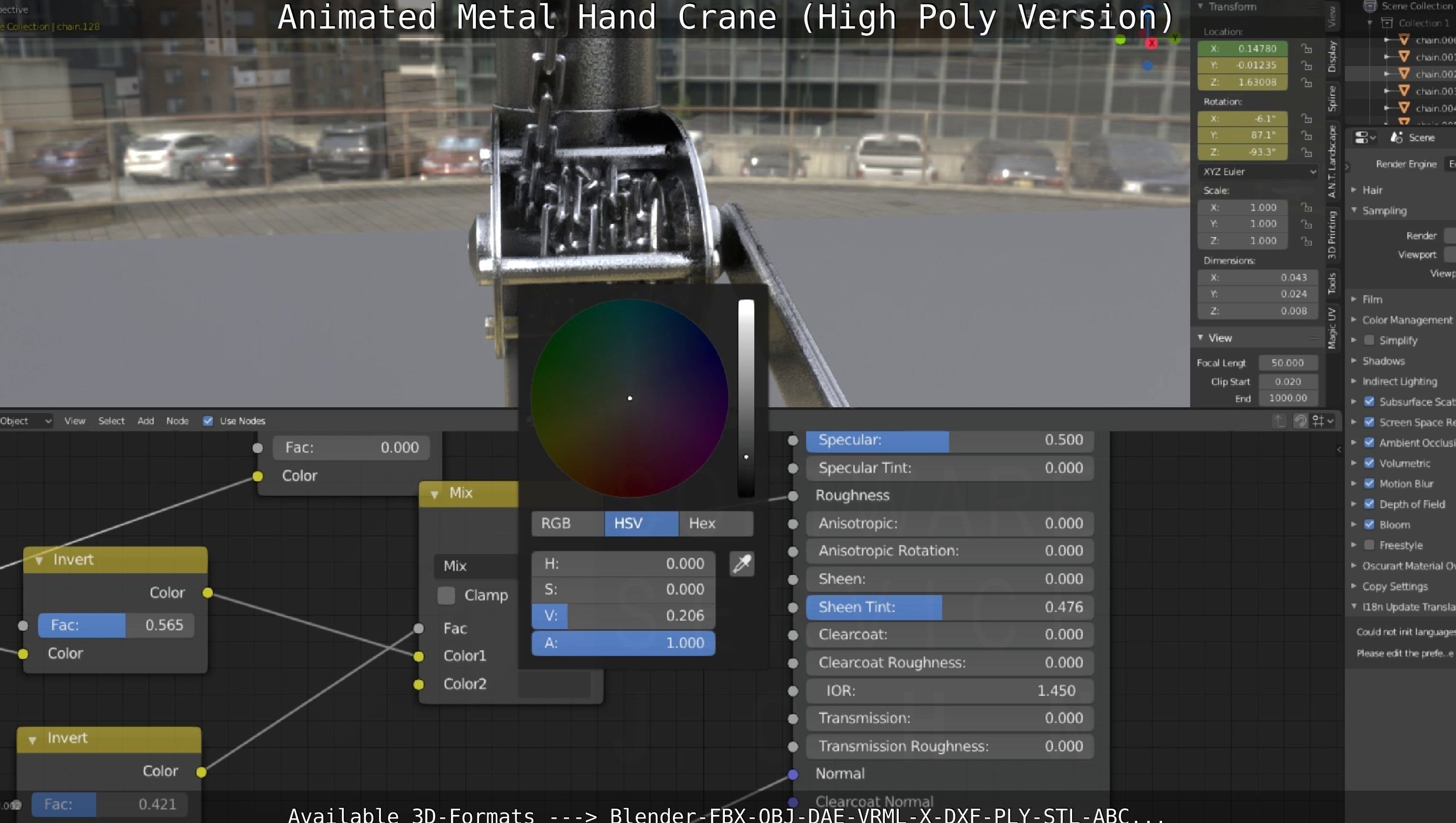 Animated Metal Hand Crane High-Poly Version 3D model_43