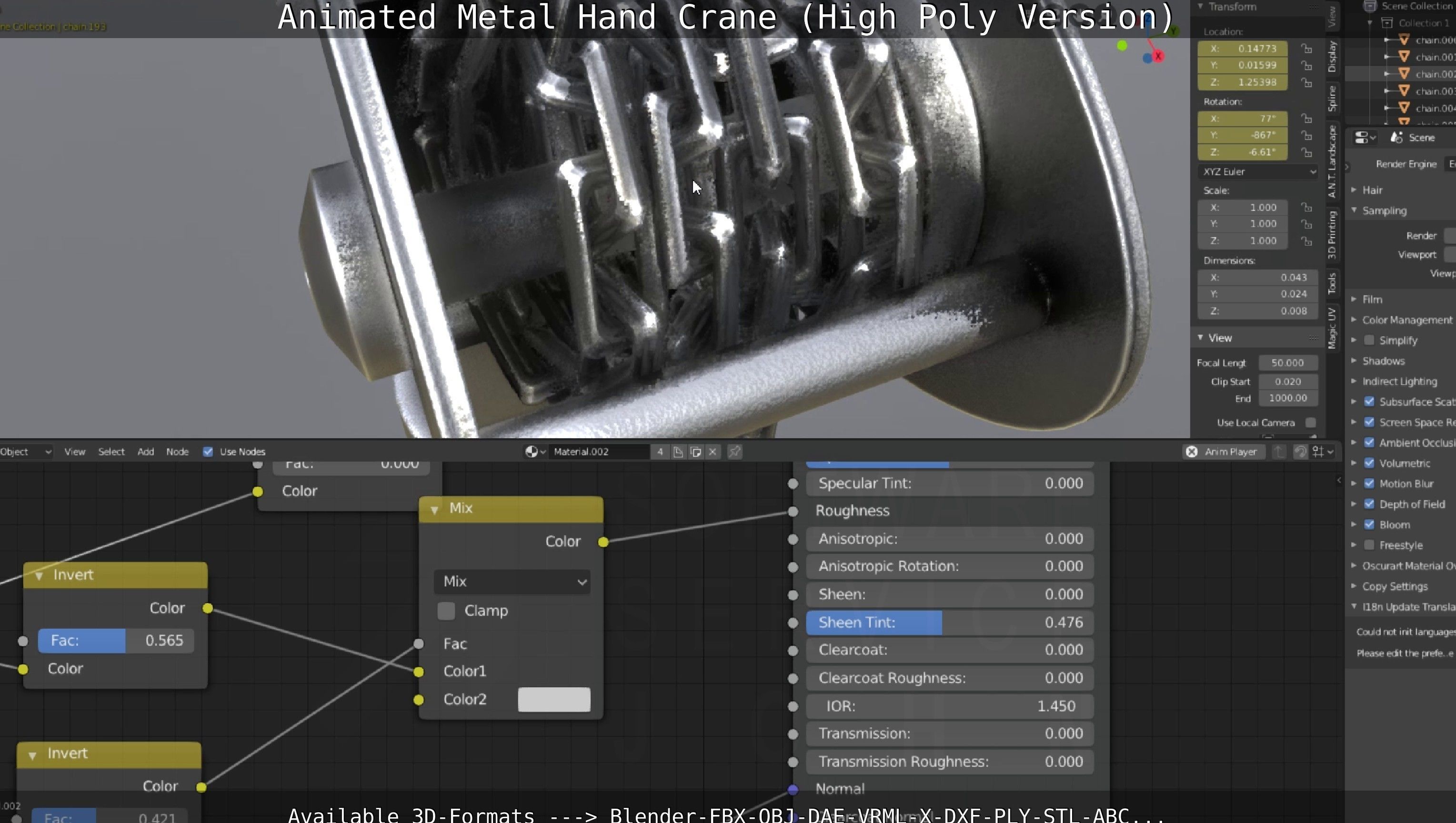 Animated Metal Hand Crane High-Poly Version 3D model_82