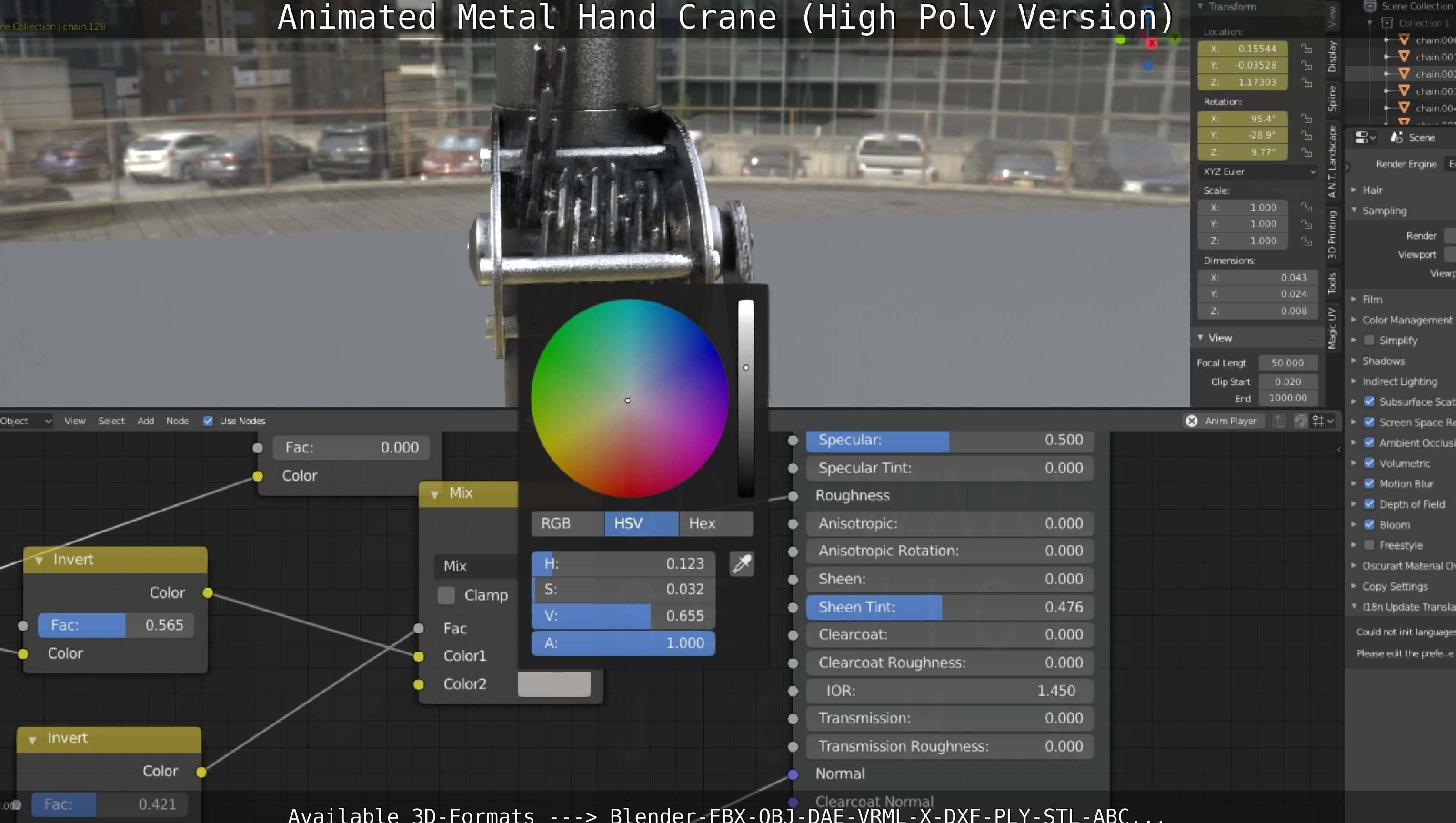 Animated Metal Hand Crane High-Poly Version 3D model_58