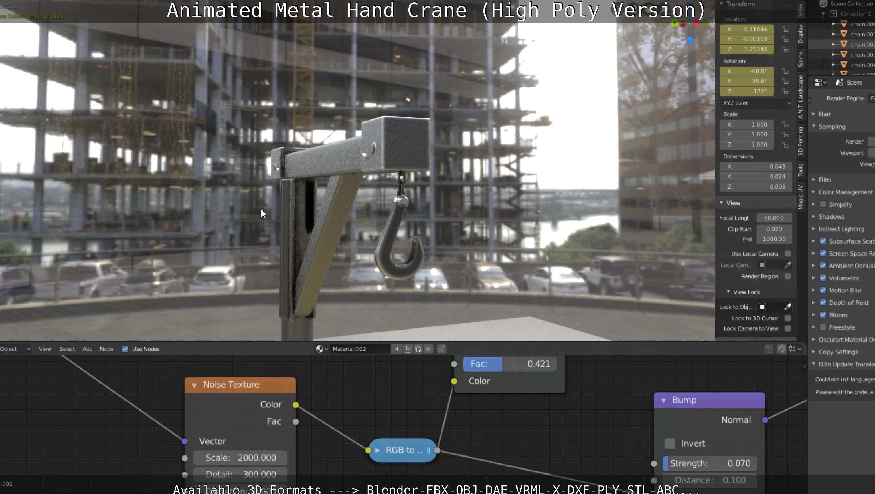 Animated Metal Hand Crane High-Poly Version 3D model_29