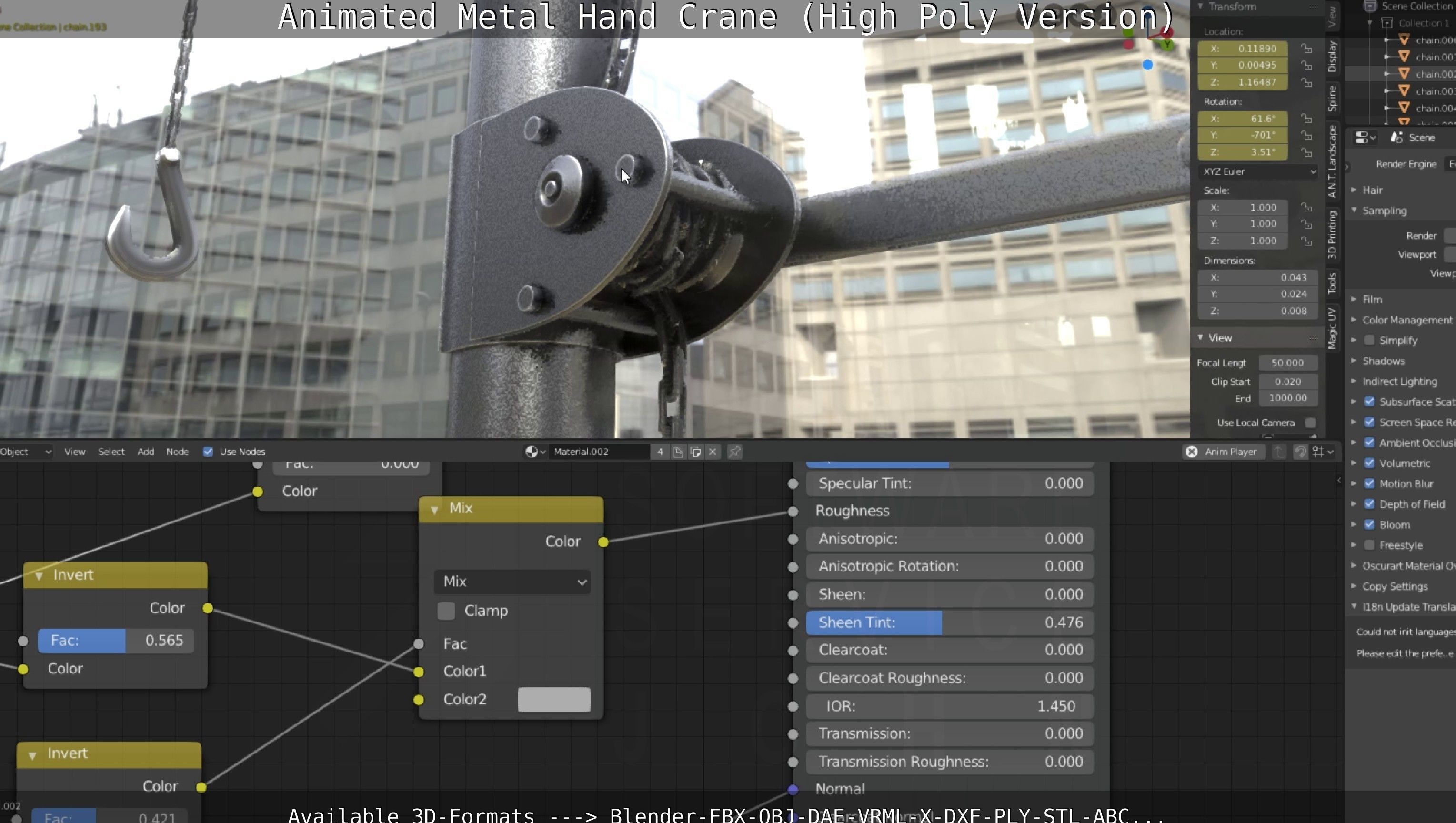 Animated Metal Hand Crane High-Poly Version 3D model_68