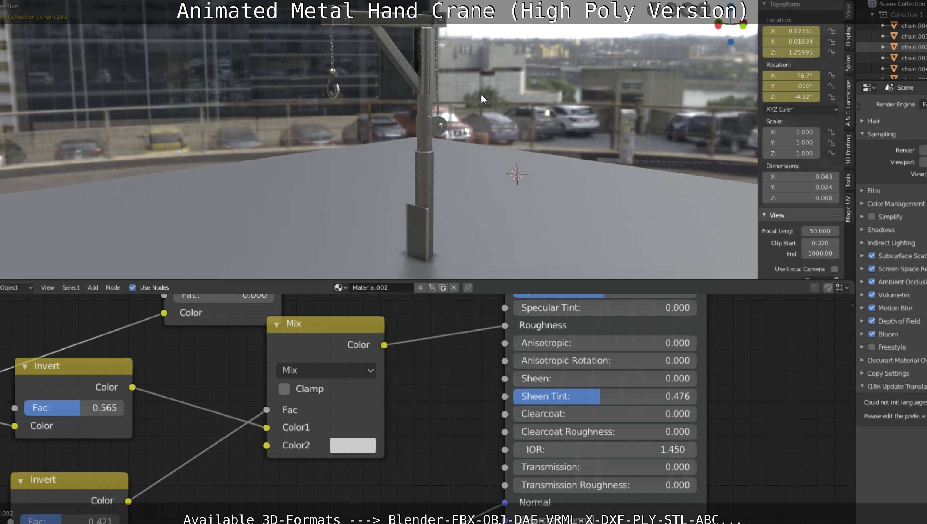 Animated Metal Hand Crane High-Poly Version 3D model_84
