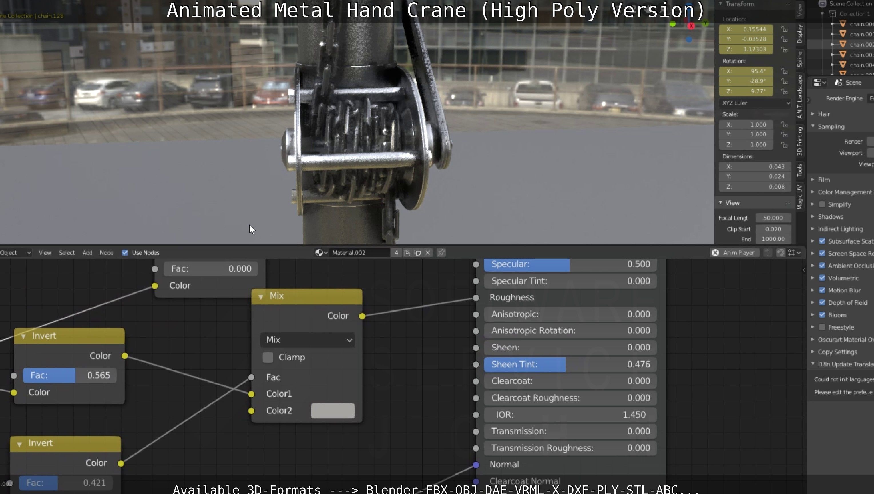 Animated Metal Hand Crane High-Poly Version 3D model_51
