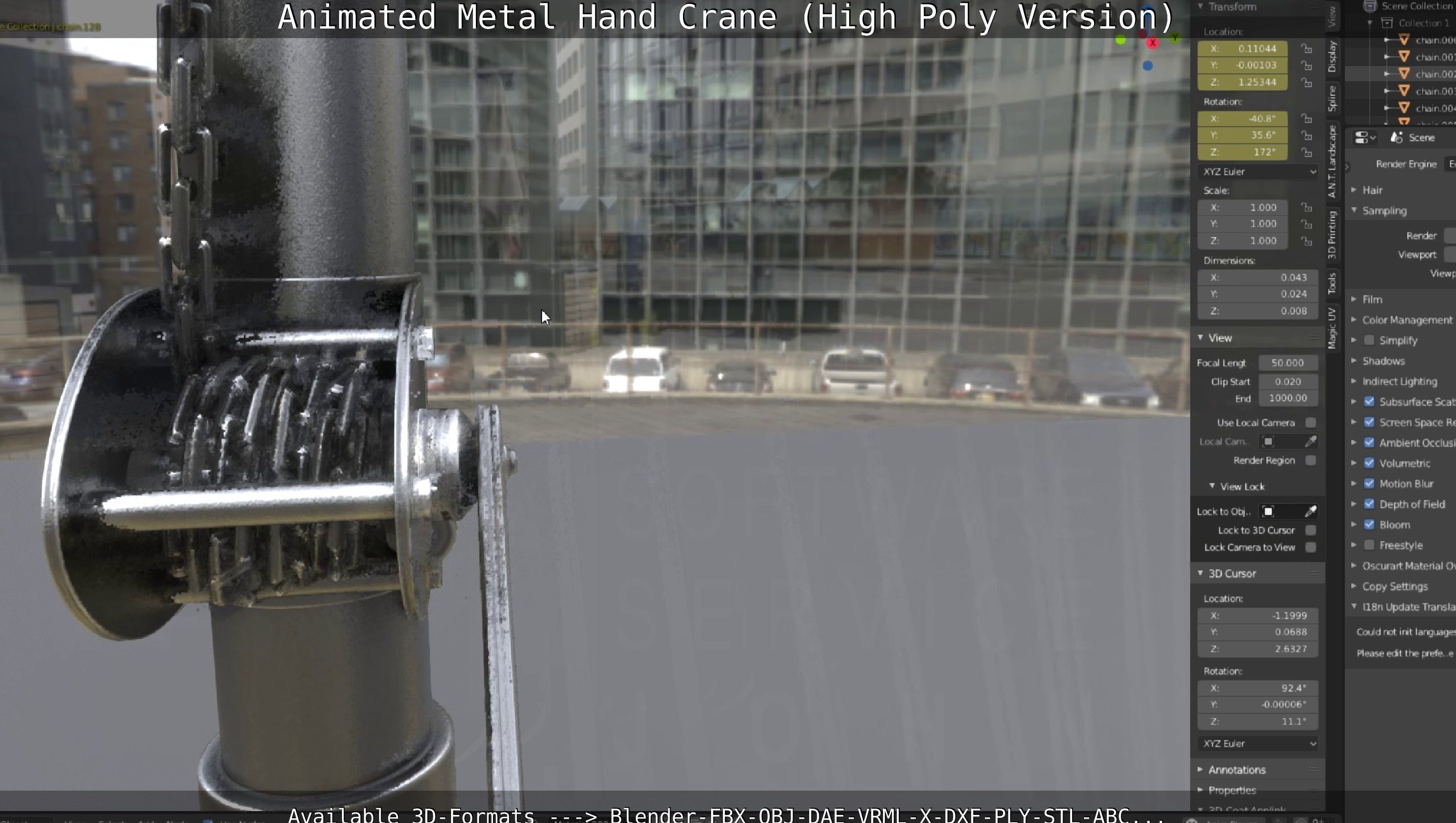 Animated Metal Hand Crane High-Poly Version 3D model_40