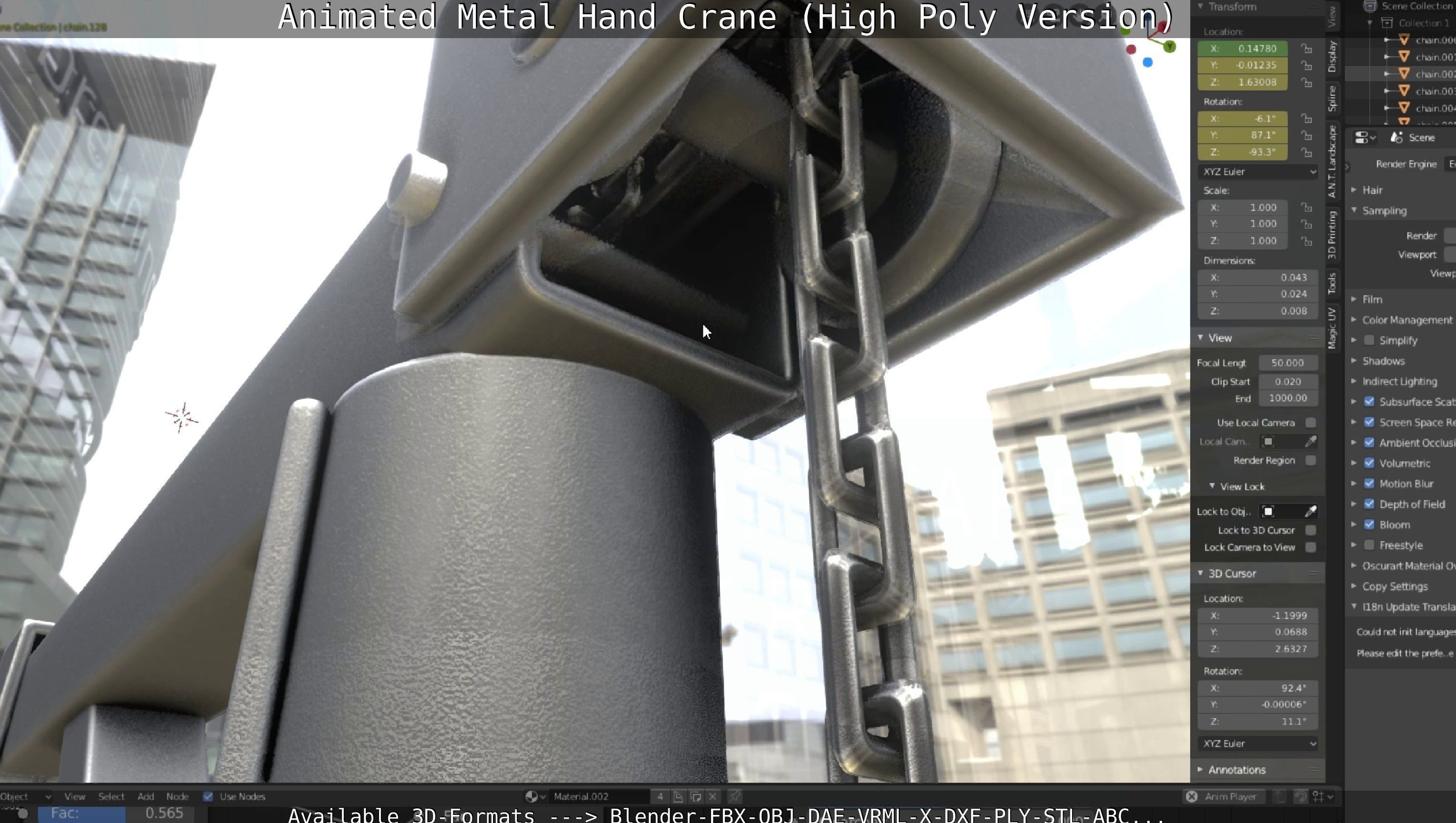 Animated Metal Hand Crane High-Poly Version 3D model_50
