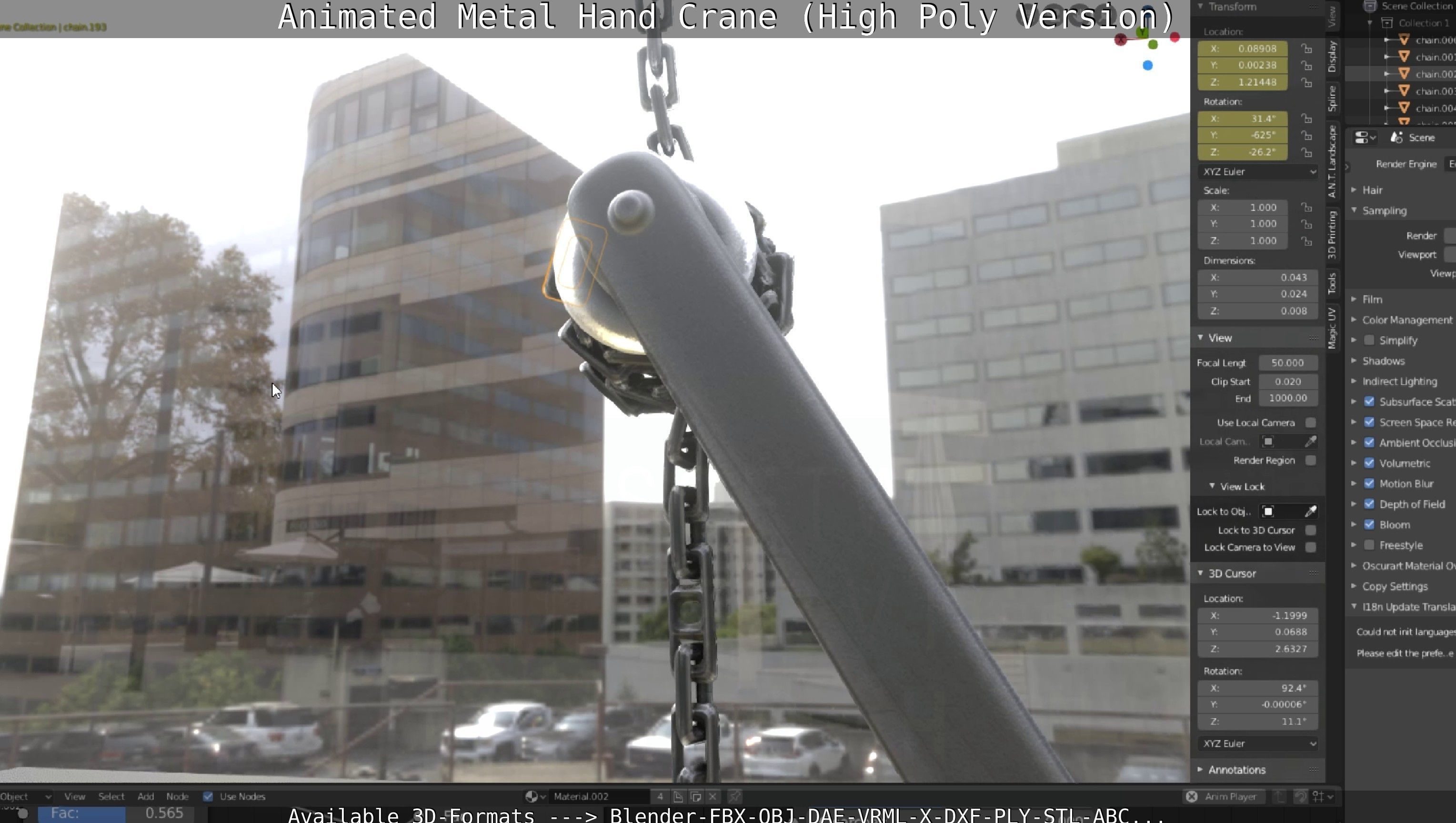 Animated Metal Hand Crane High-Poly Version 3D model_107