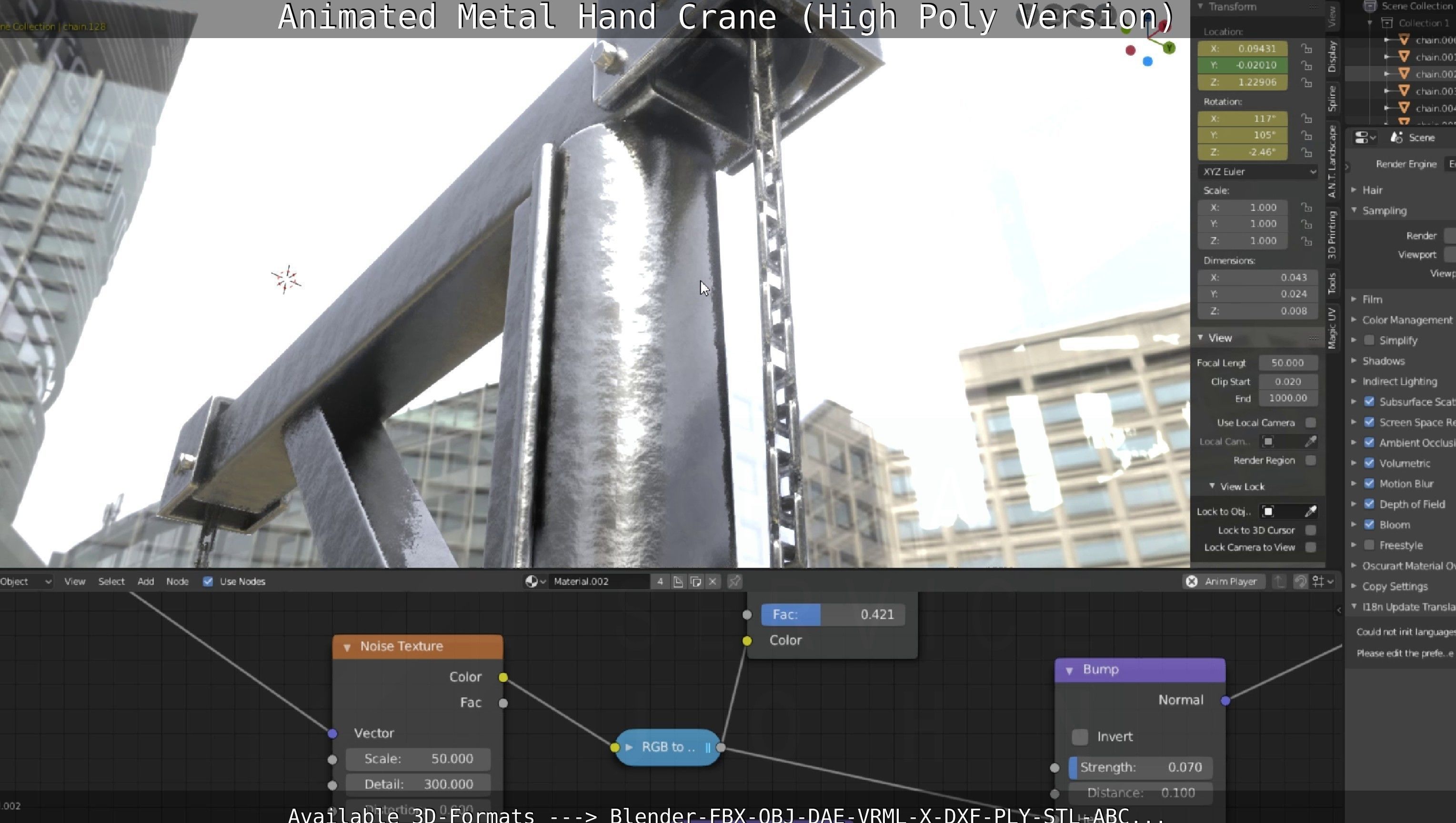 Animated Metal Hand Crane High-Poly Version 3D model_4