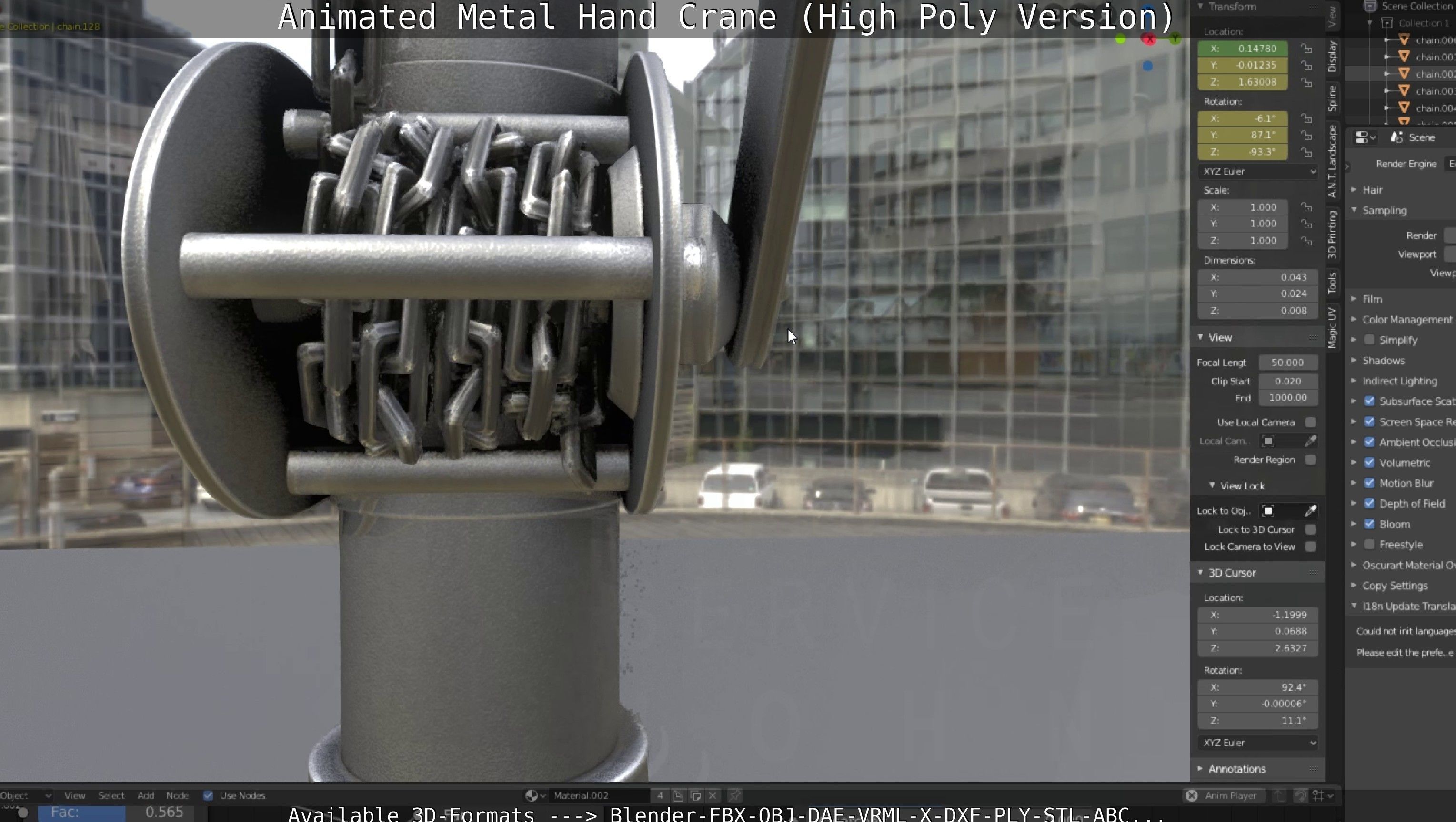 Animated Metal Hand Crane High-Poly Version 3D model_67