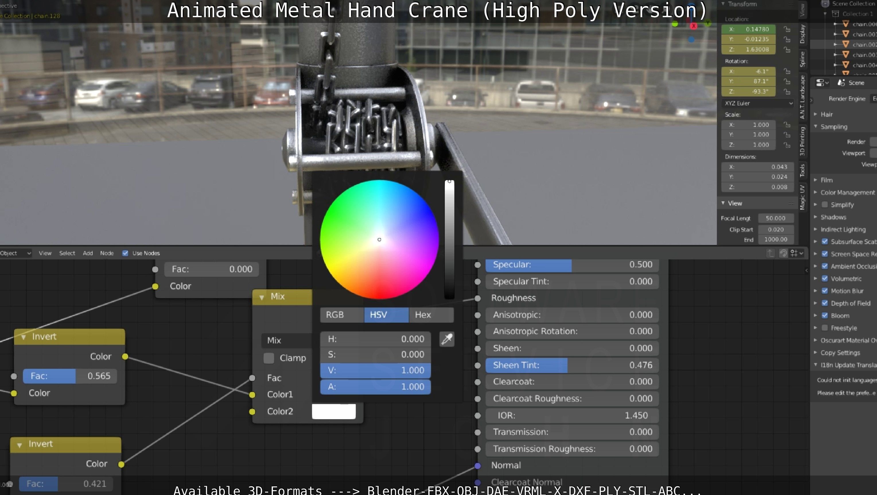 Animated Metal Hand Crane High-Poly Version 3D model_44