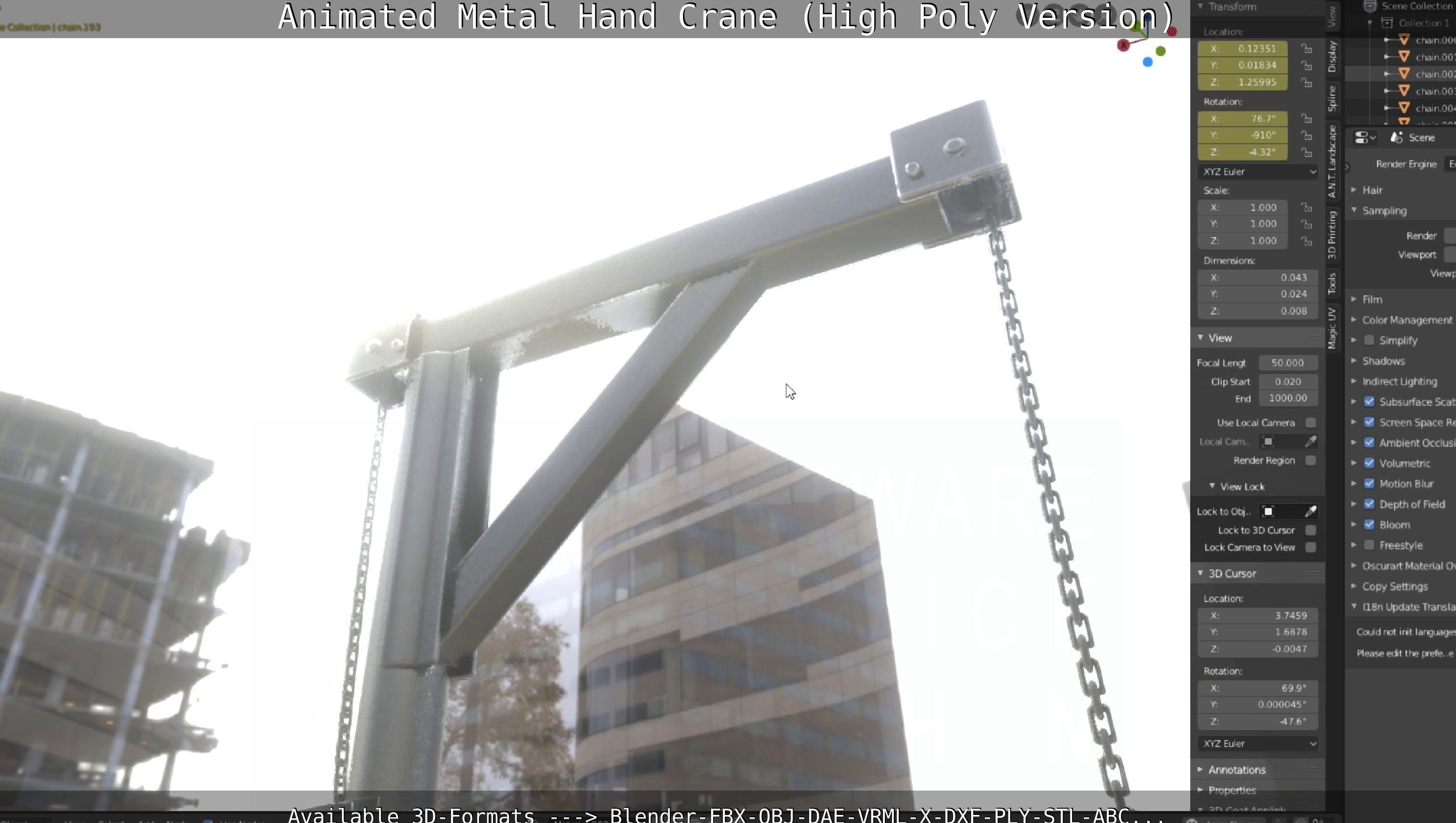 Animated Metal Hand Crane High-Poly Version 3D model_89