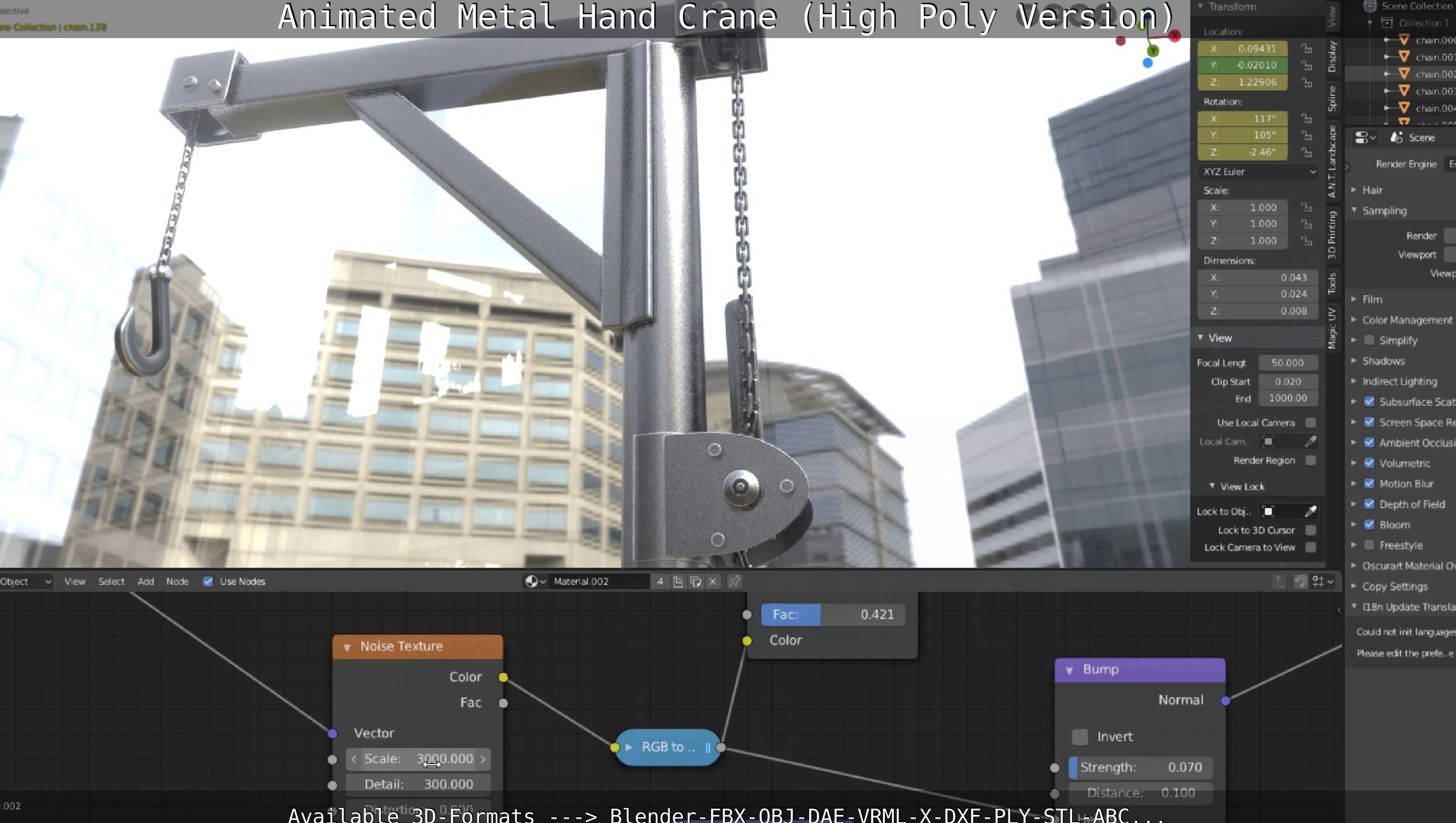 Animated Metal Hand Crane High-Poly Version 3D model_8