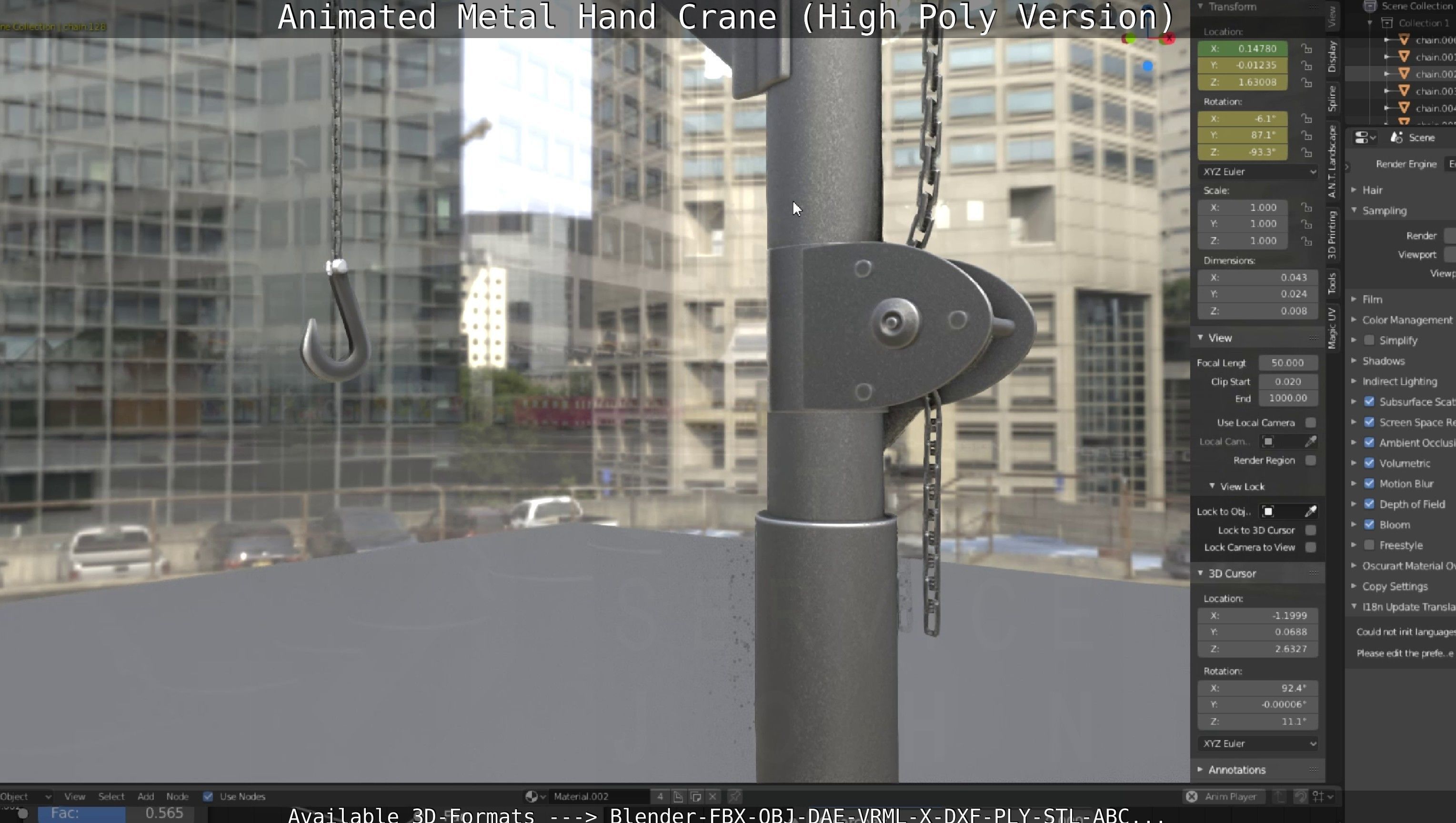 Animated Metal Hand Crane High-Poly Version 3D model_74