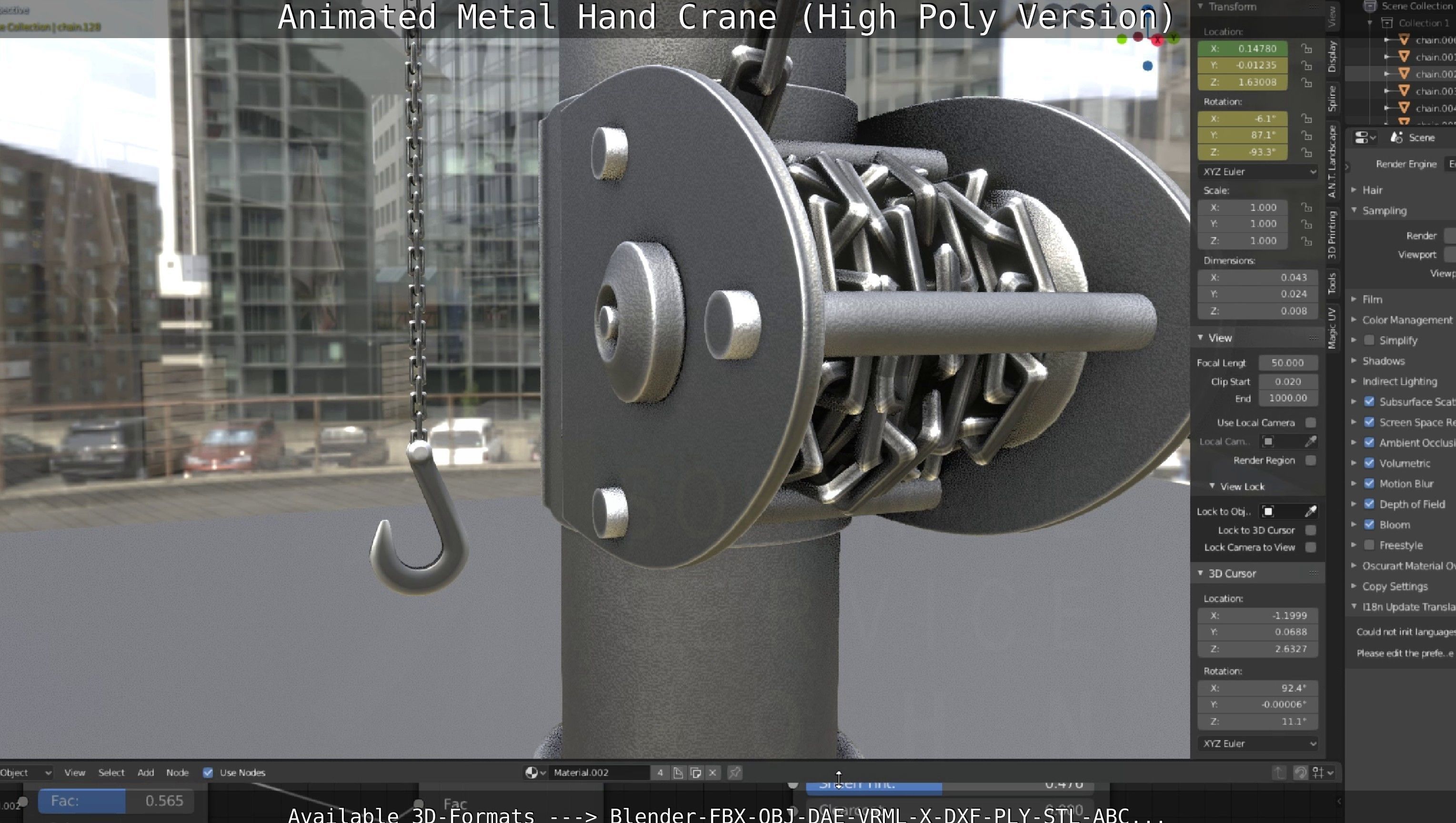 Animated Metal Hand Crane High-Poly Version 3D model_47