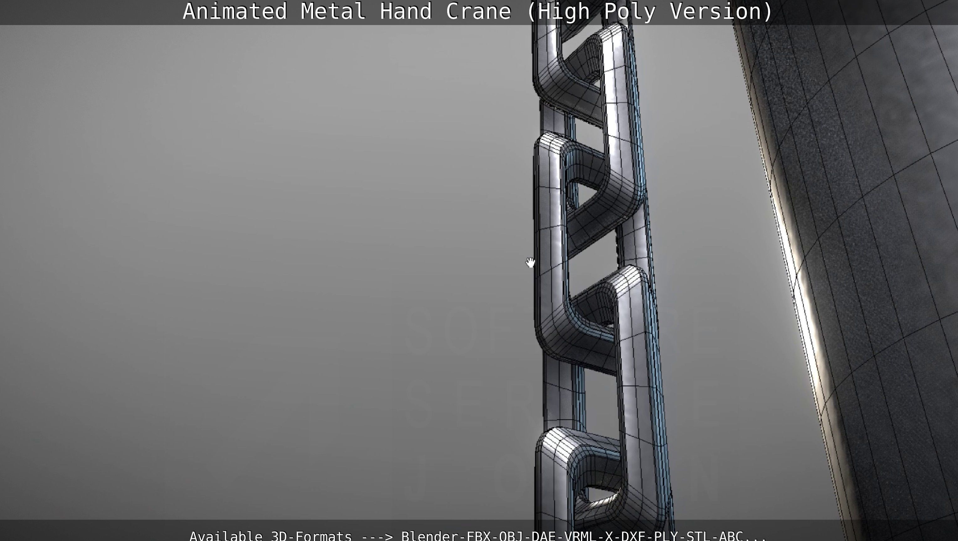 Animated Metal Hand Crane High-Poly Version 3D model_142